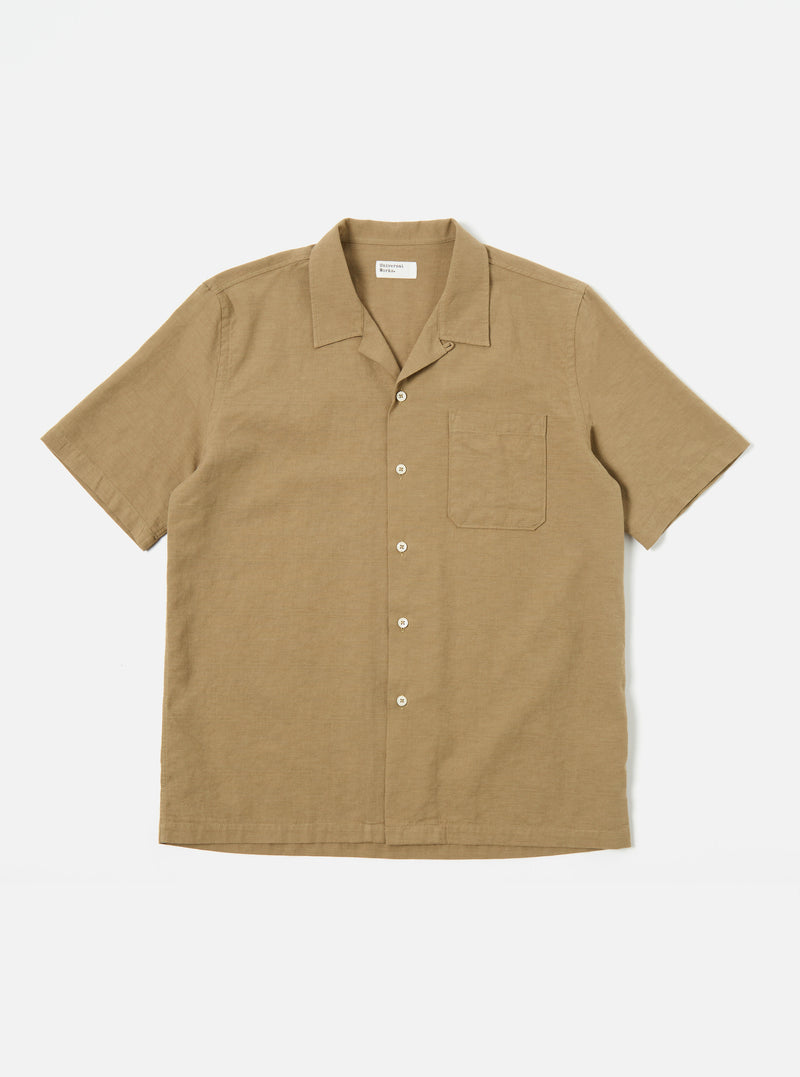 Universal Works Road Shirt in Olive Kamura Cotton