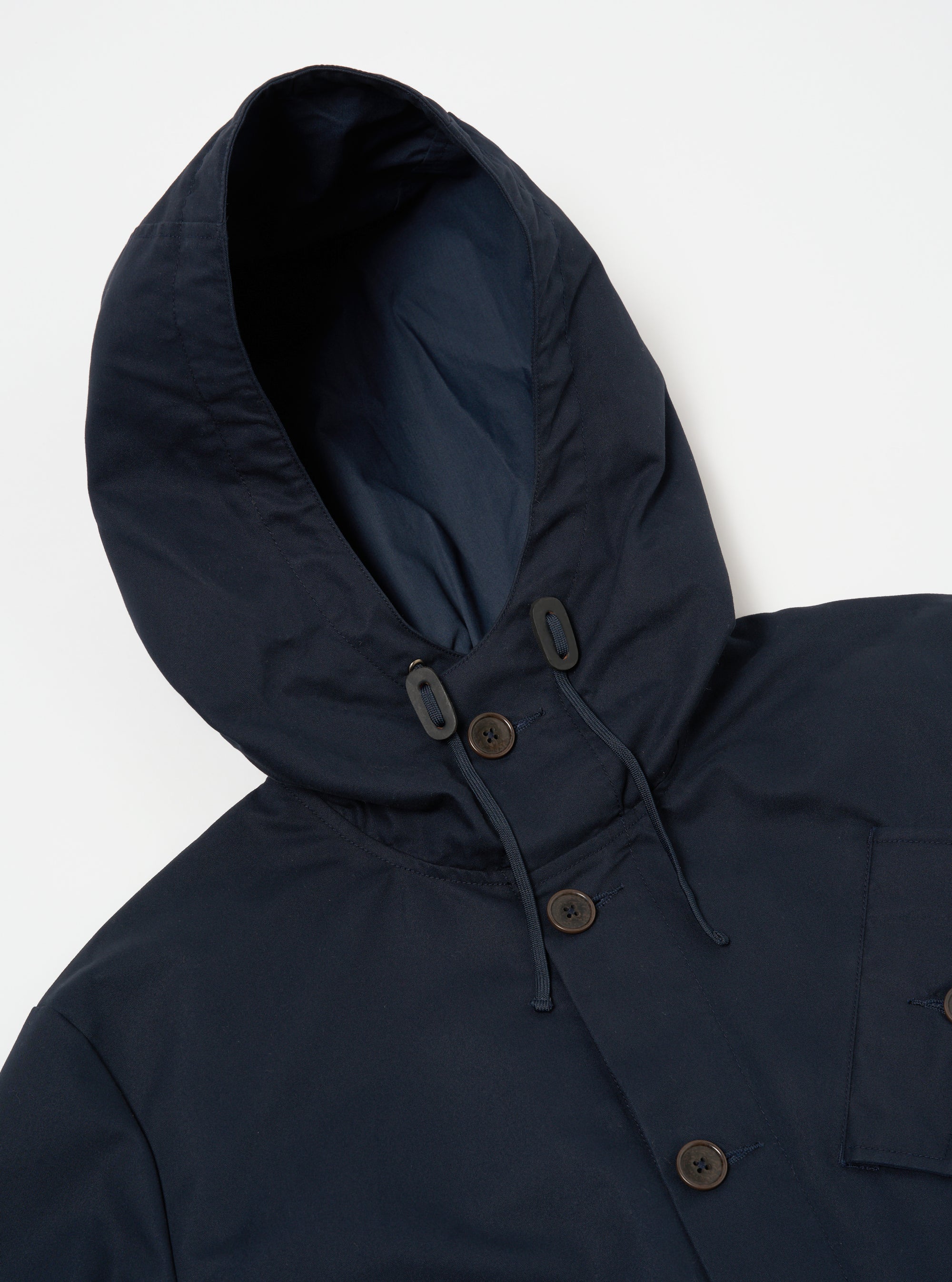 Universal Works Boston Parka in Navy Brushed Polytech