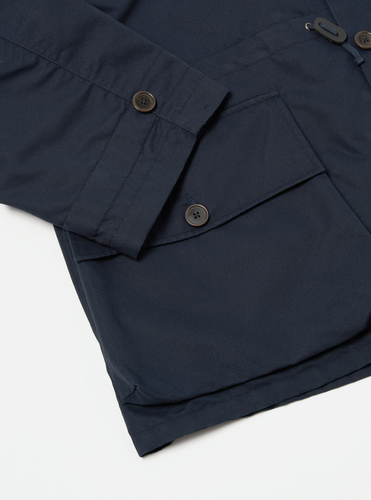 Universal Works Boston Parka in Navy Brushed Polytech