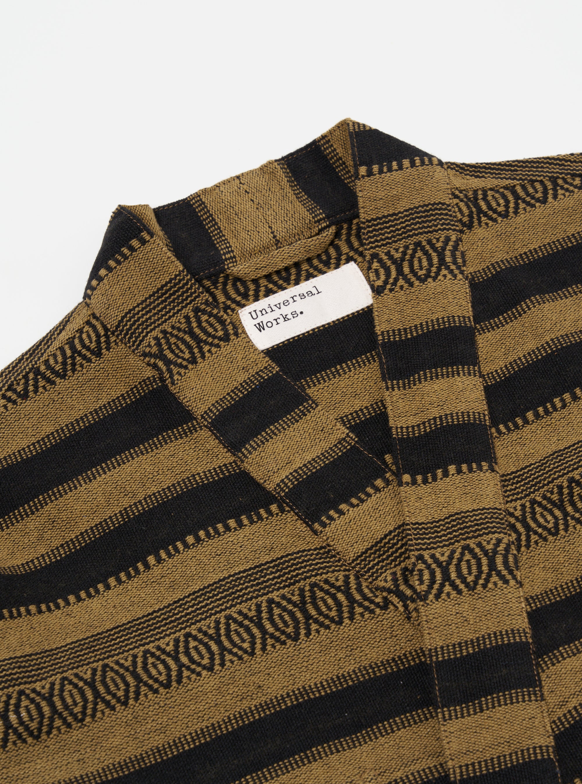 Universal Works Kyoto Work Jacket in Khaki Blanket Stripe