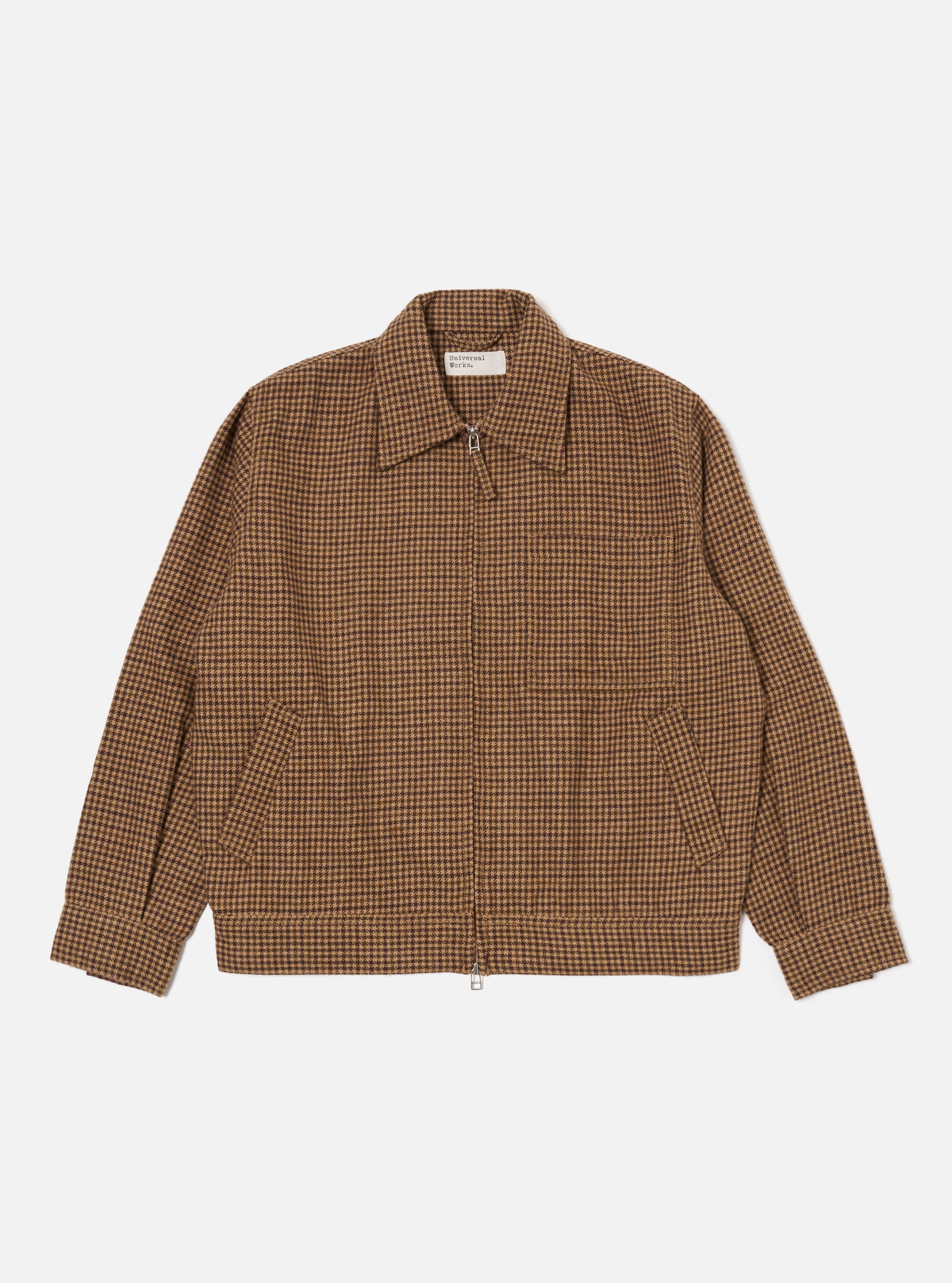 Universal Works Rose Bowl Jacket in Sand Houndstooth Tweed