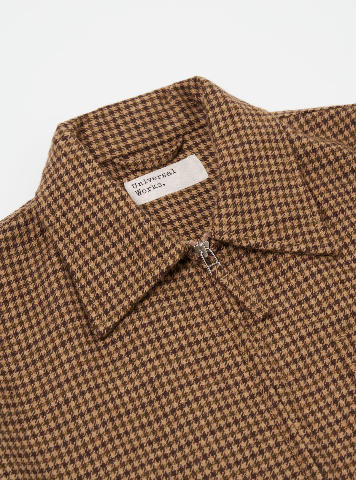 Universal Works Rose Bowl Jacket in Sand Houndstooth Tweed