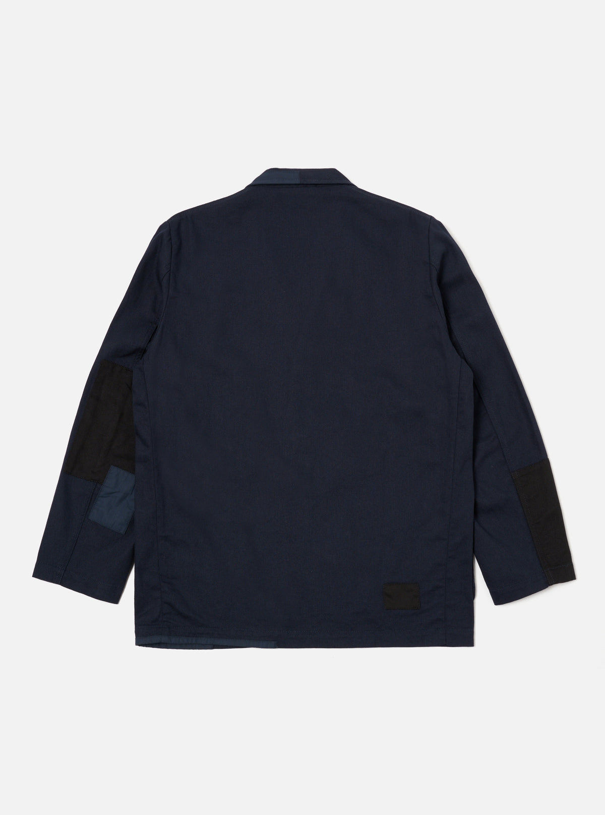 Universal Works Patched Three Button Jacket in Navy Mix Works Twill Mix