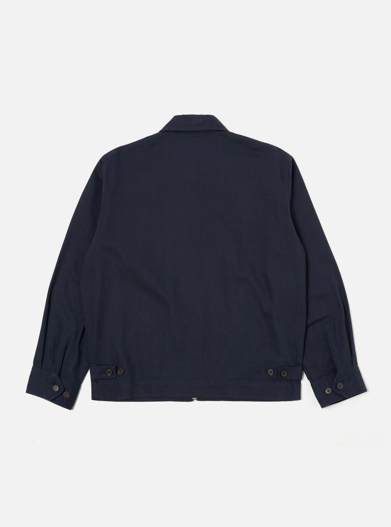 Universal Works Windcheater in Navy Embroidered Works Twill