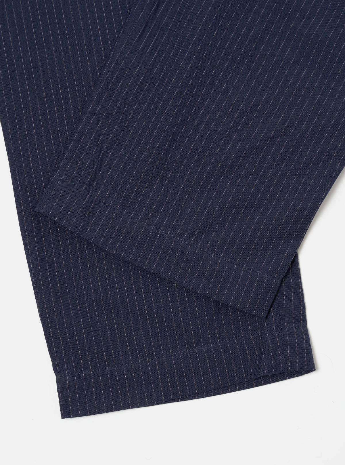 Universal Works Duke Pant in Navy Cotton Pinstripe