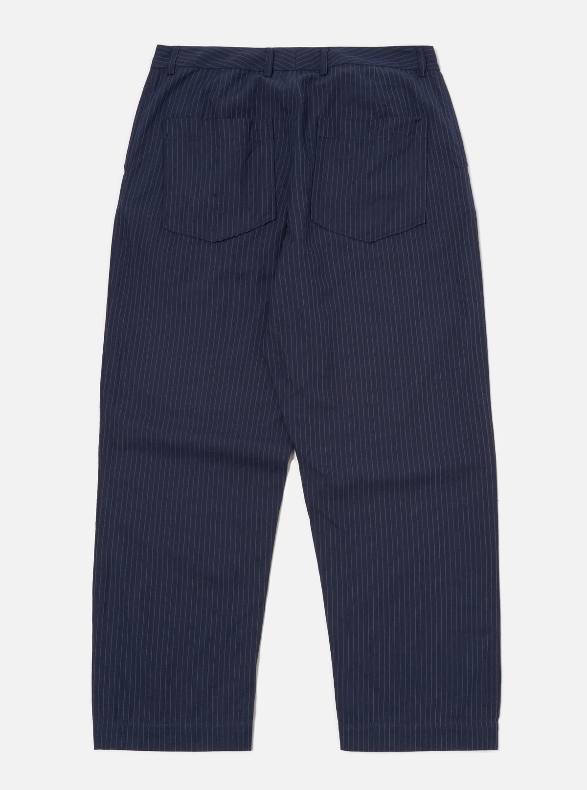 Universal Works Duke Pant in Navy Cotton Pinstripe