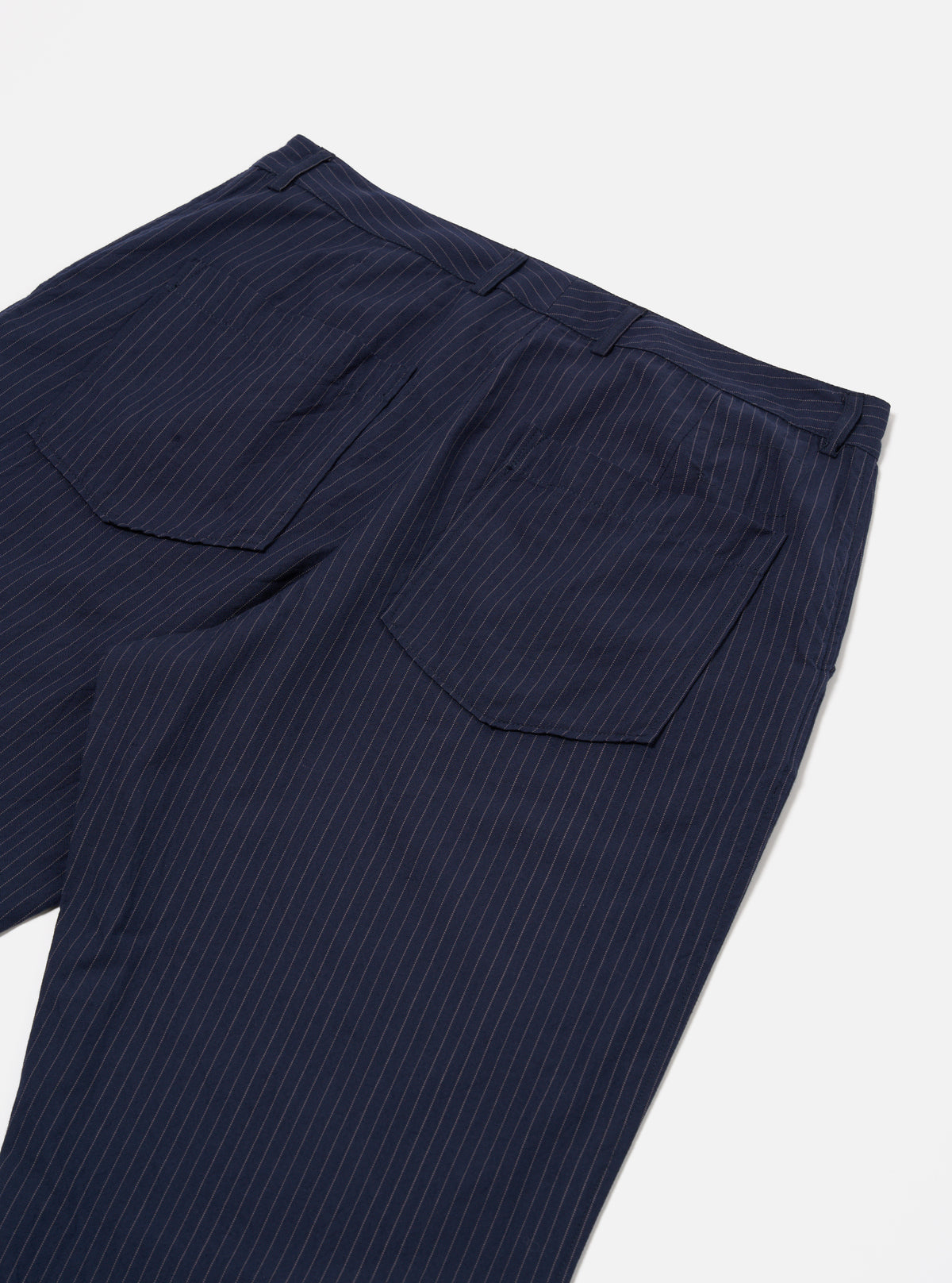 Universal Works Duke Pant in Navy Cotton Pinstripe