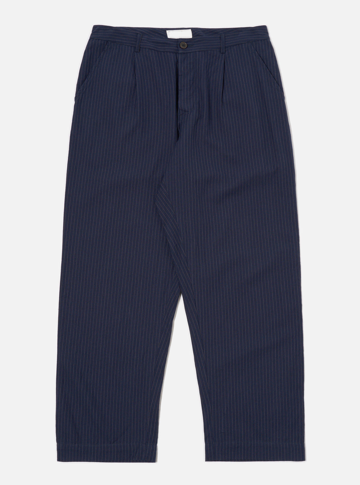 Universal Works Duke Pant in Navy Cotton Pinstripe