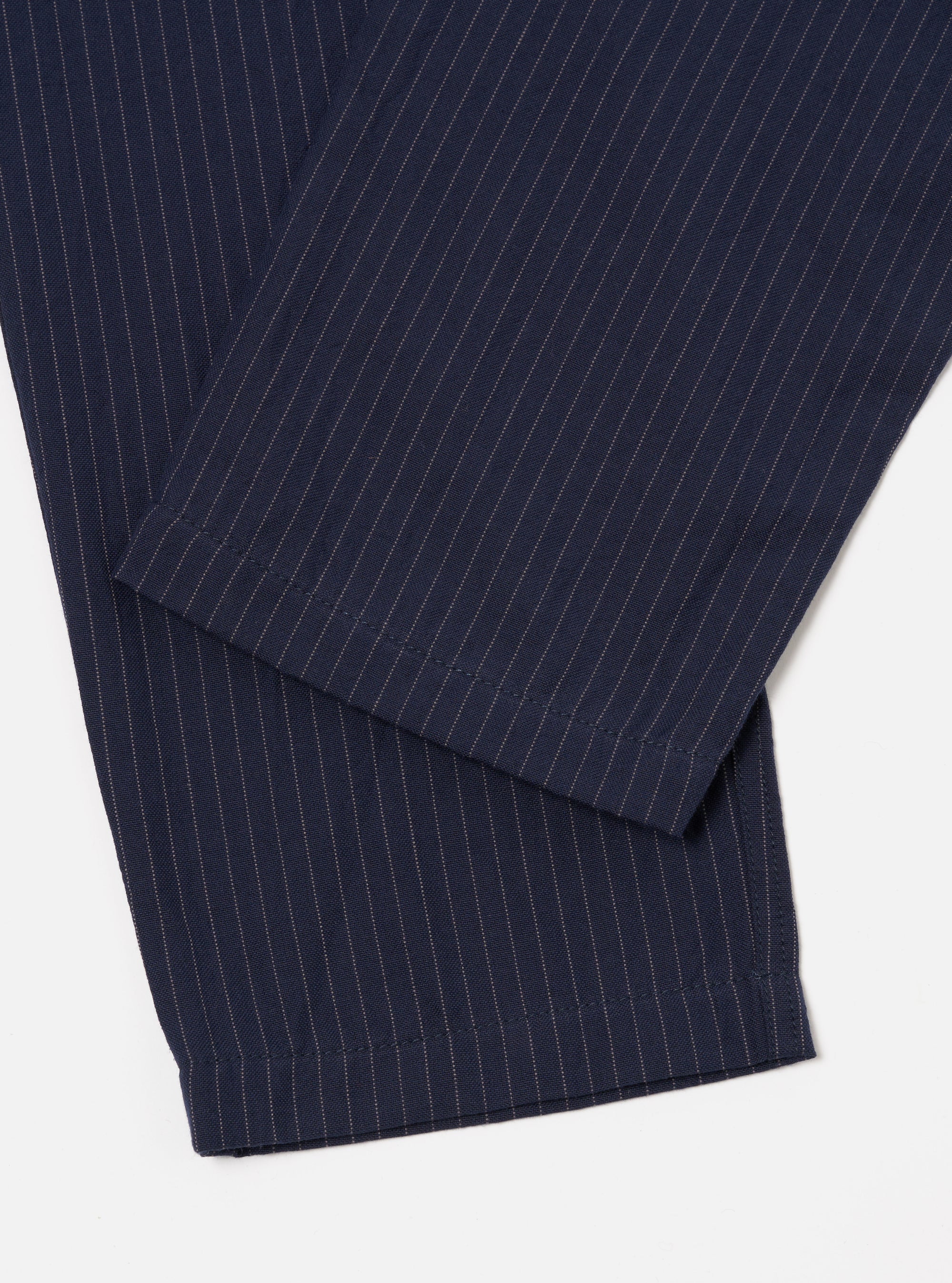 Universal Works Military Chino in Navy Cotton Pinstripe