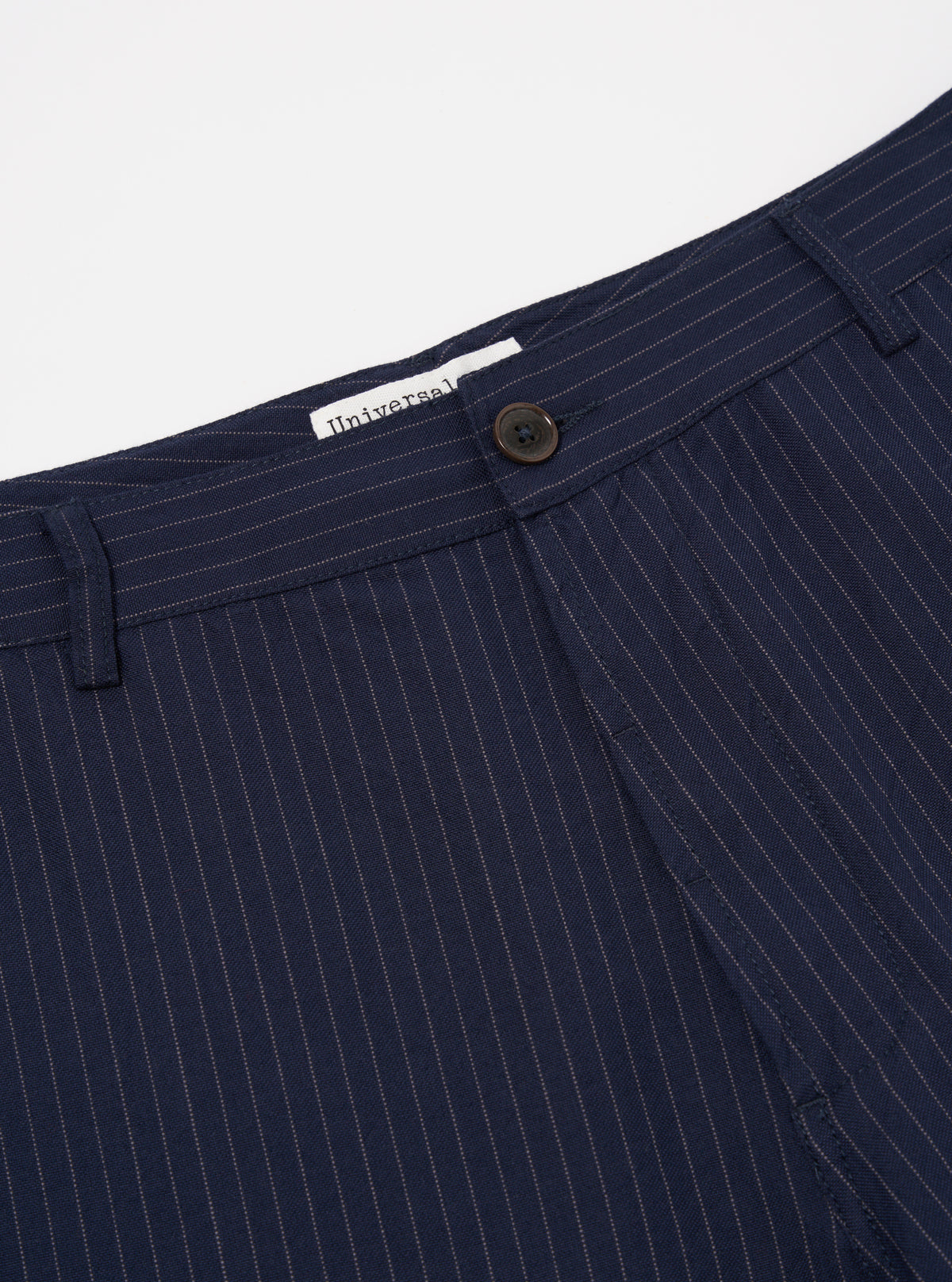 Universal Works Military Chino in Navy Cotton Pinstripe