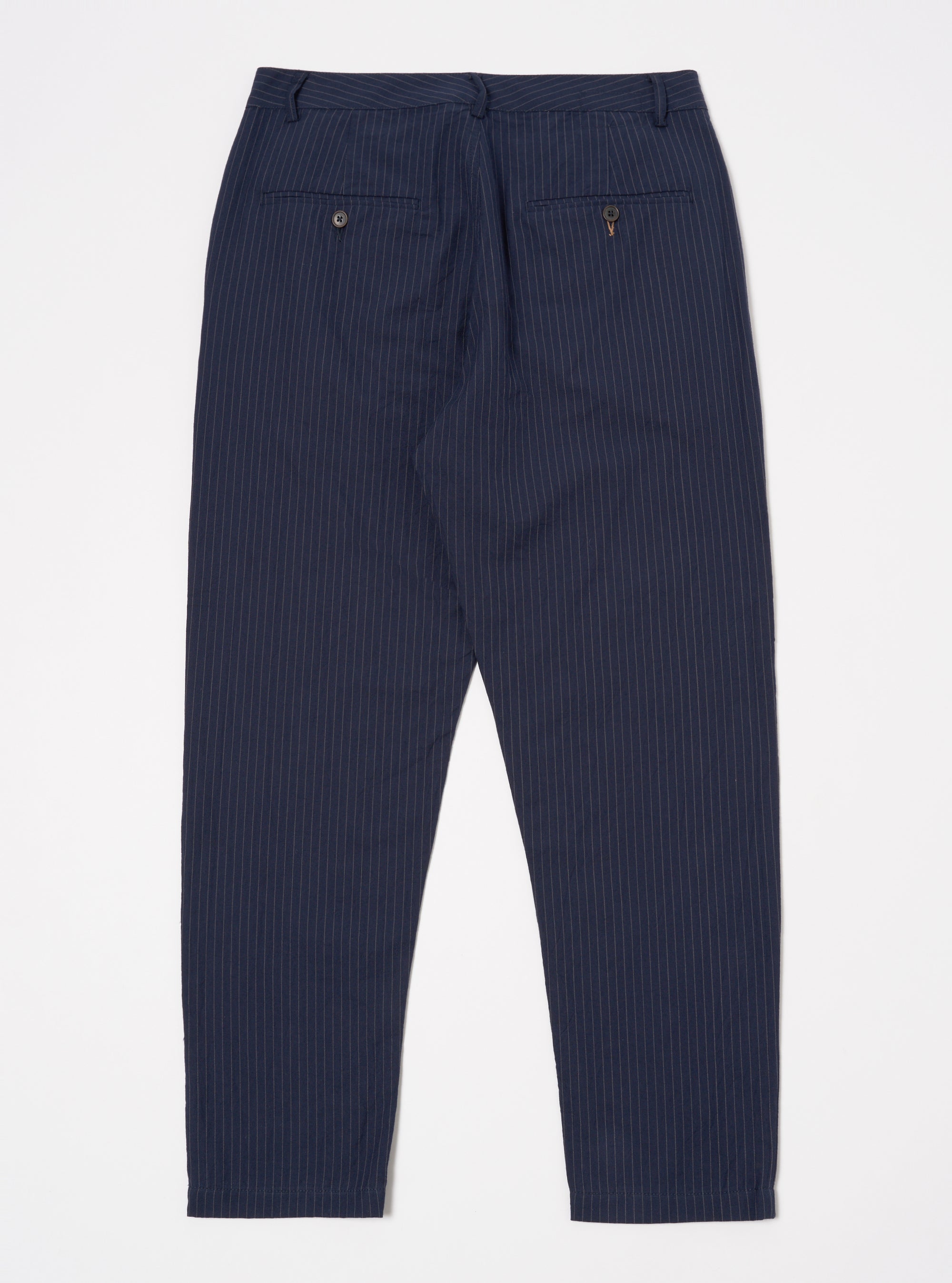 Universal Works Military Chino in Navy Cotton Pinstripe