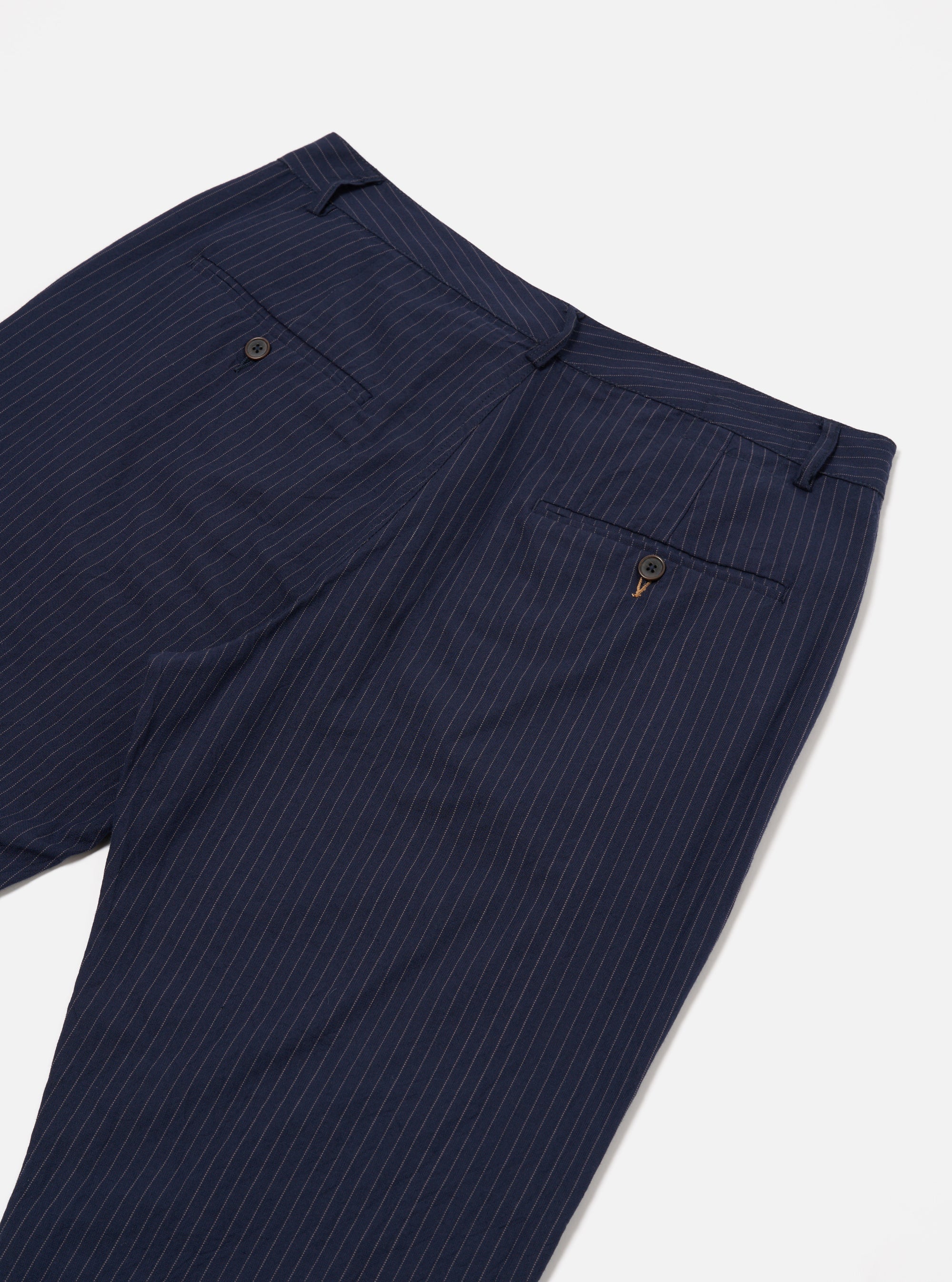 Universal Works Military Chino in Navy Cotton Pinstripe