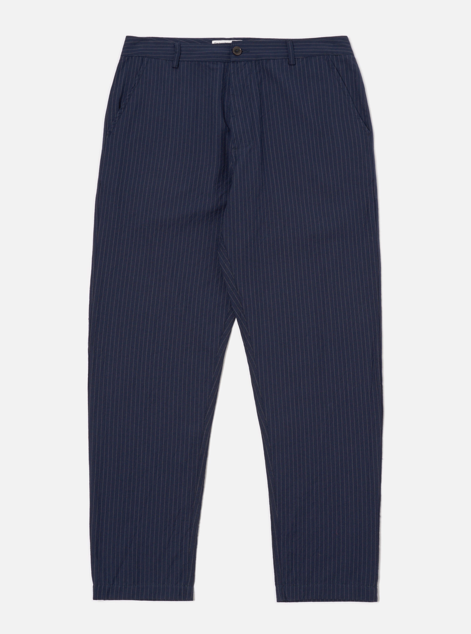 Universal Works Military Chino in Navy Cotton Pinstripe