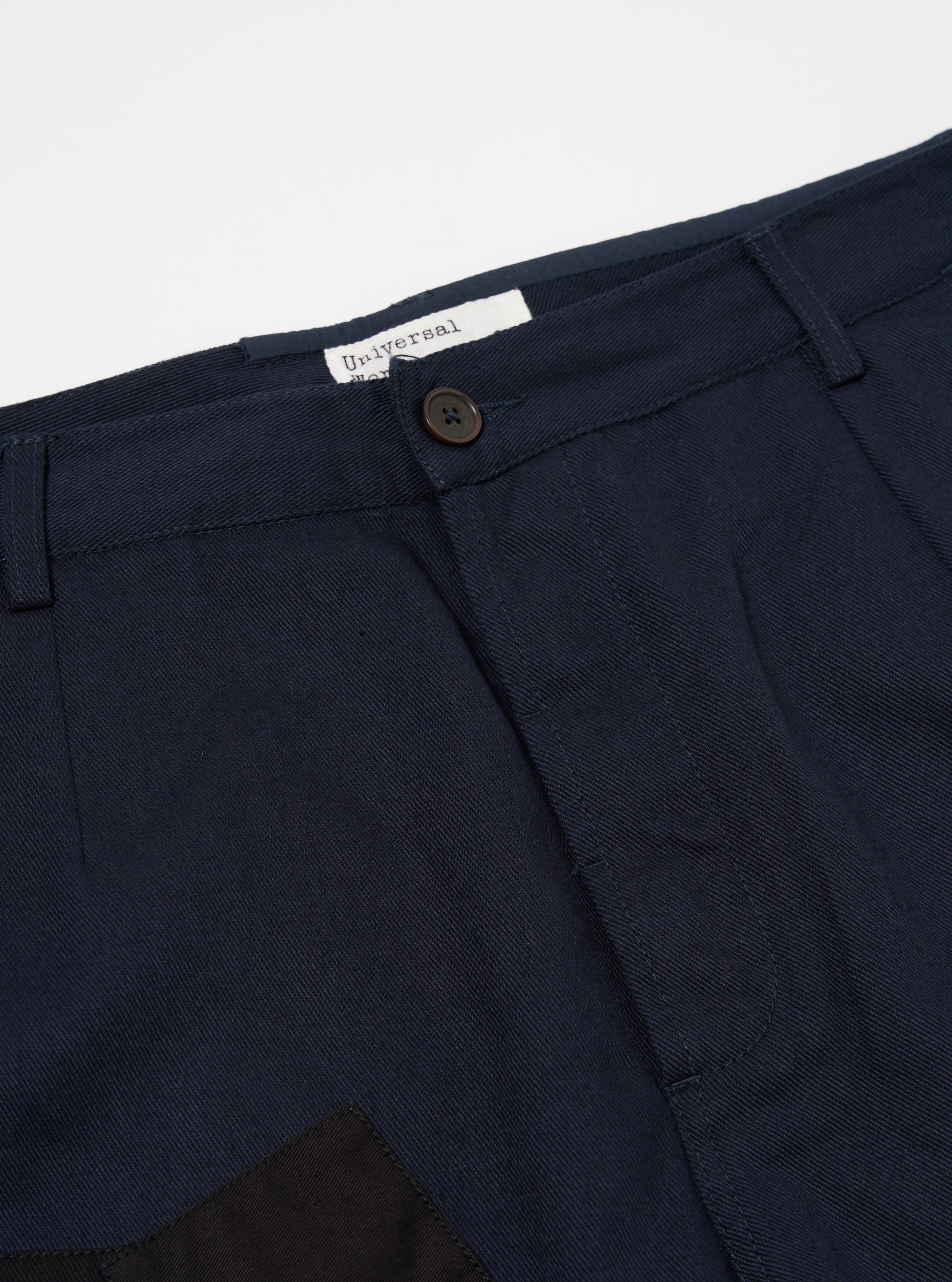 Universal Works Patched Super Chino in Navy Works Twill Mix