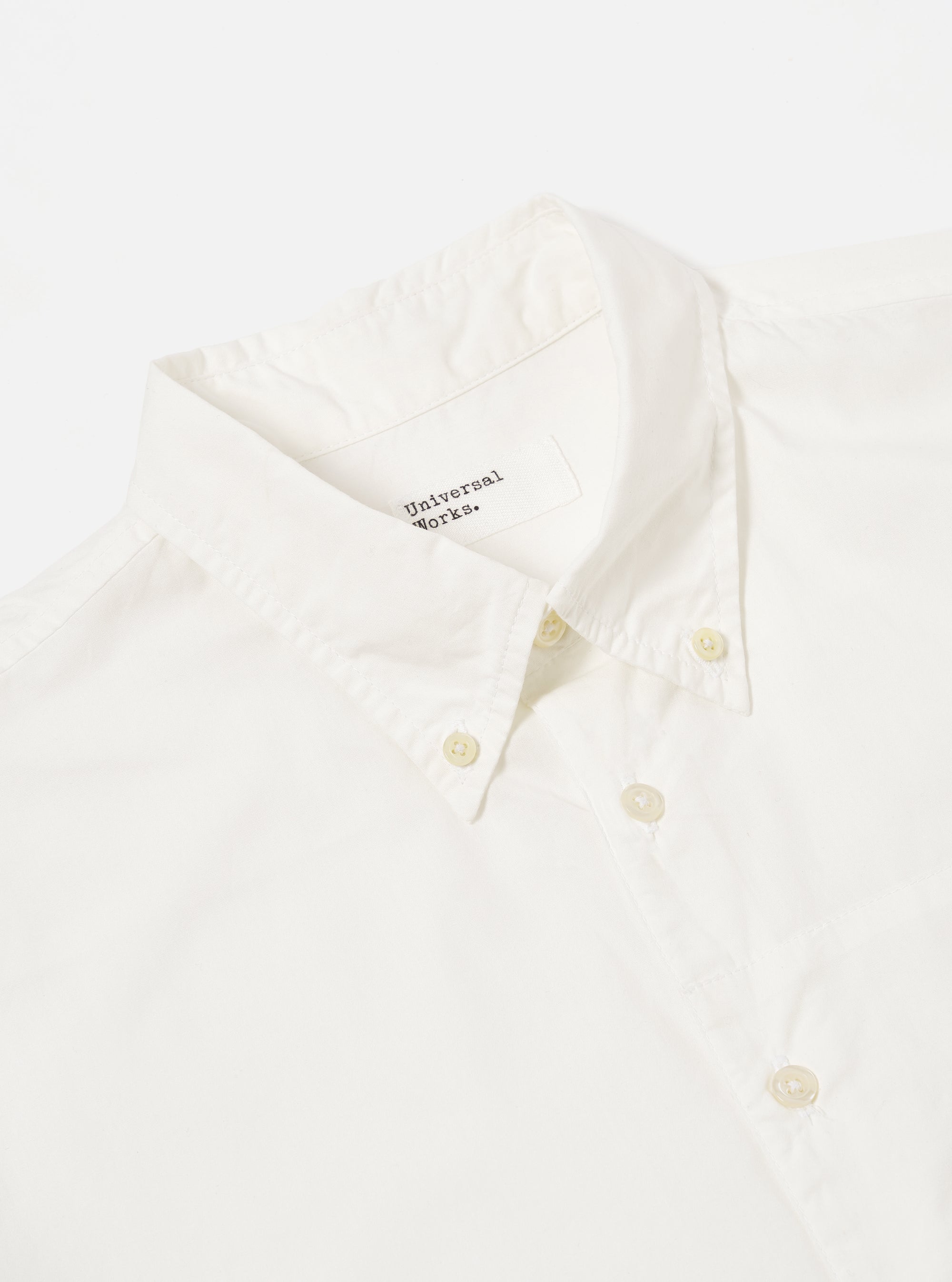 Universal Works Patched Lazy Day Shirt in White Poplin