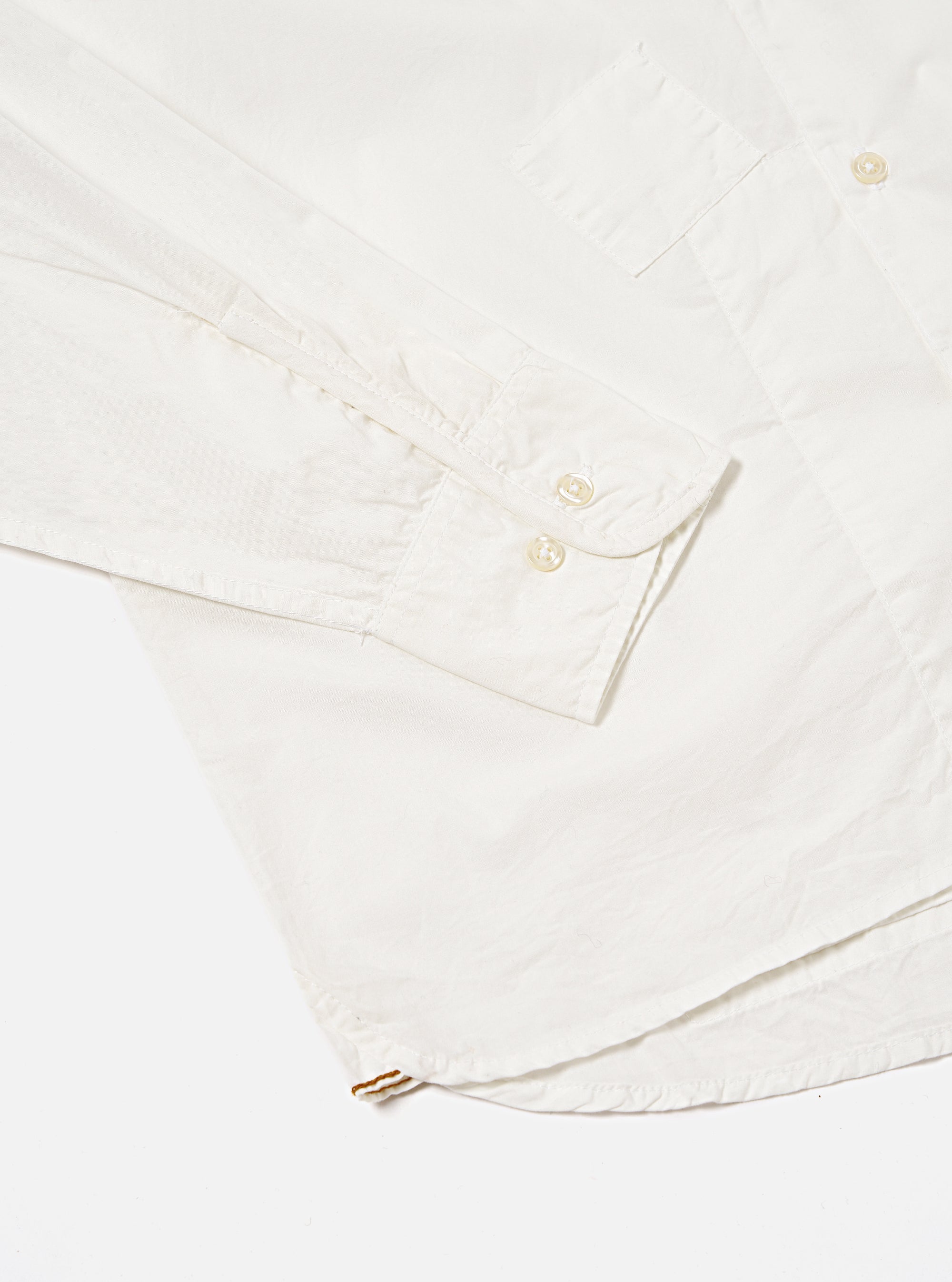 Universal Works Patched Lazy Day Shirt in White Poplin