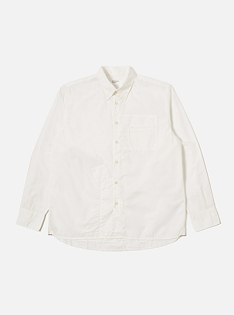 Universal Works Patched Lazy Day Shirt in White Poplin