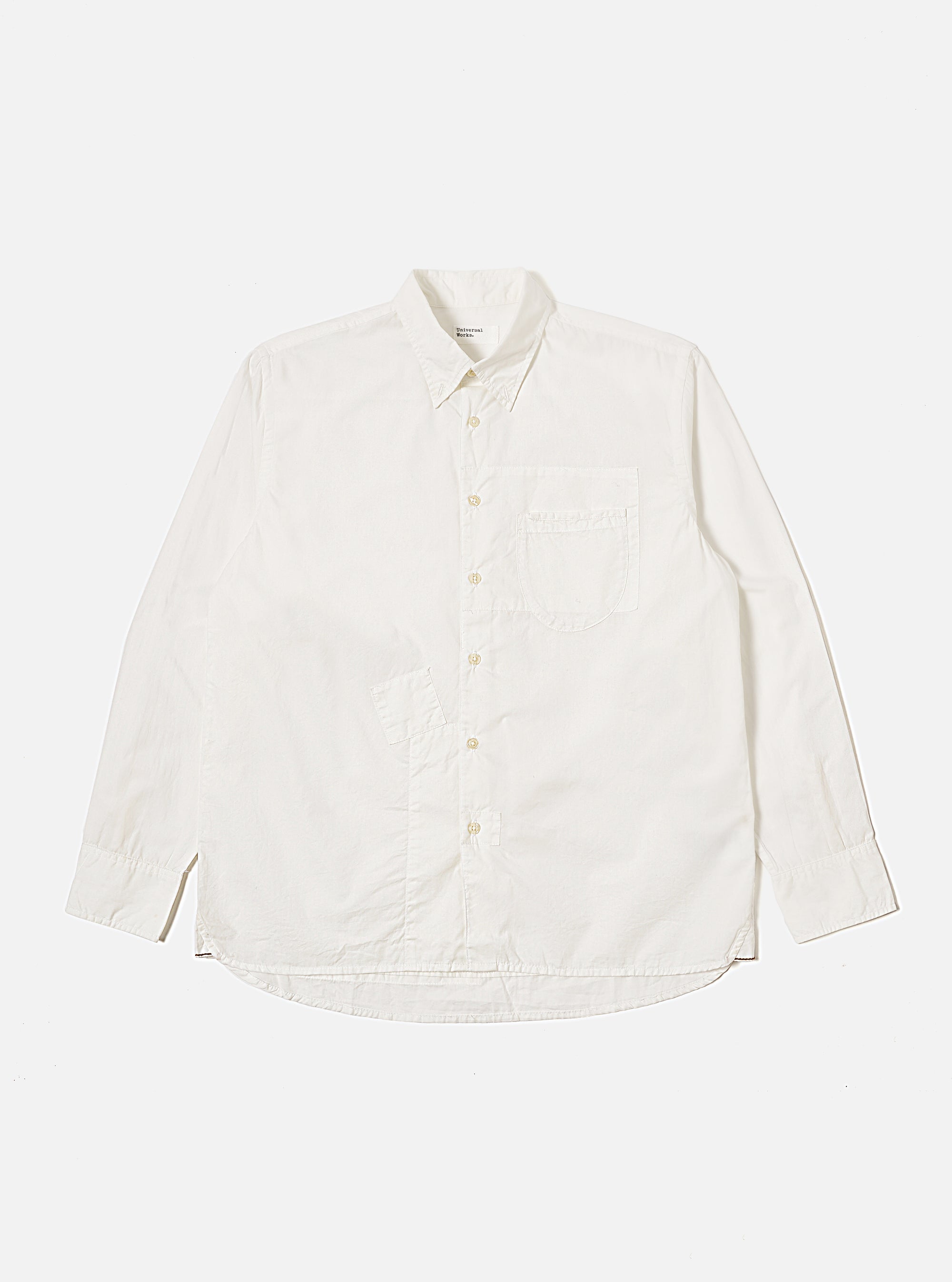 Universal Works Patched Lazy Day Shirt in White Poplin