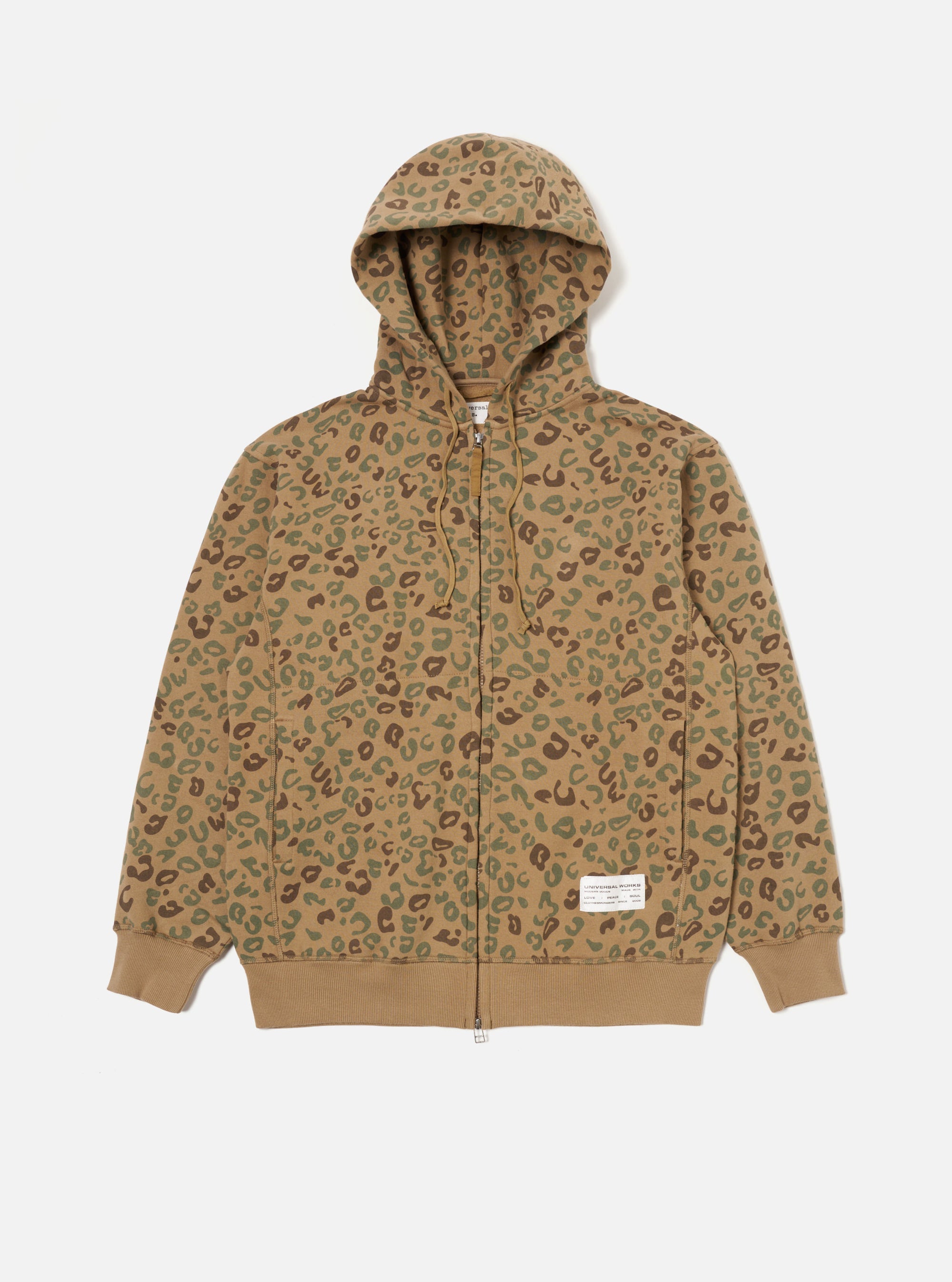 Universal Works New York Hoody in Sand Leopard Brush Back