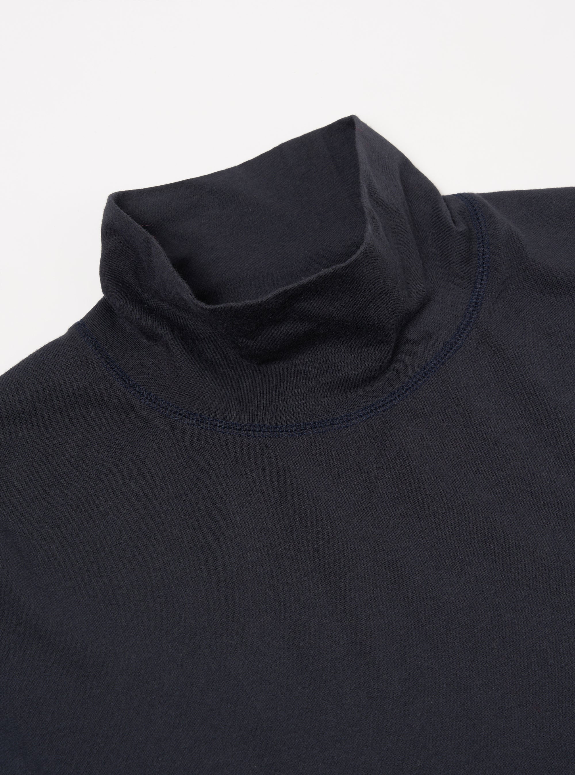 Universal Works Funnel Neck Tee in Navy Single Jersey