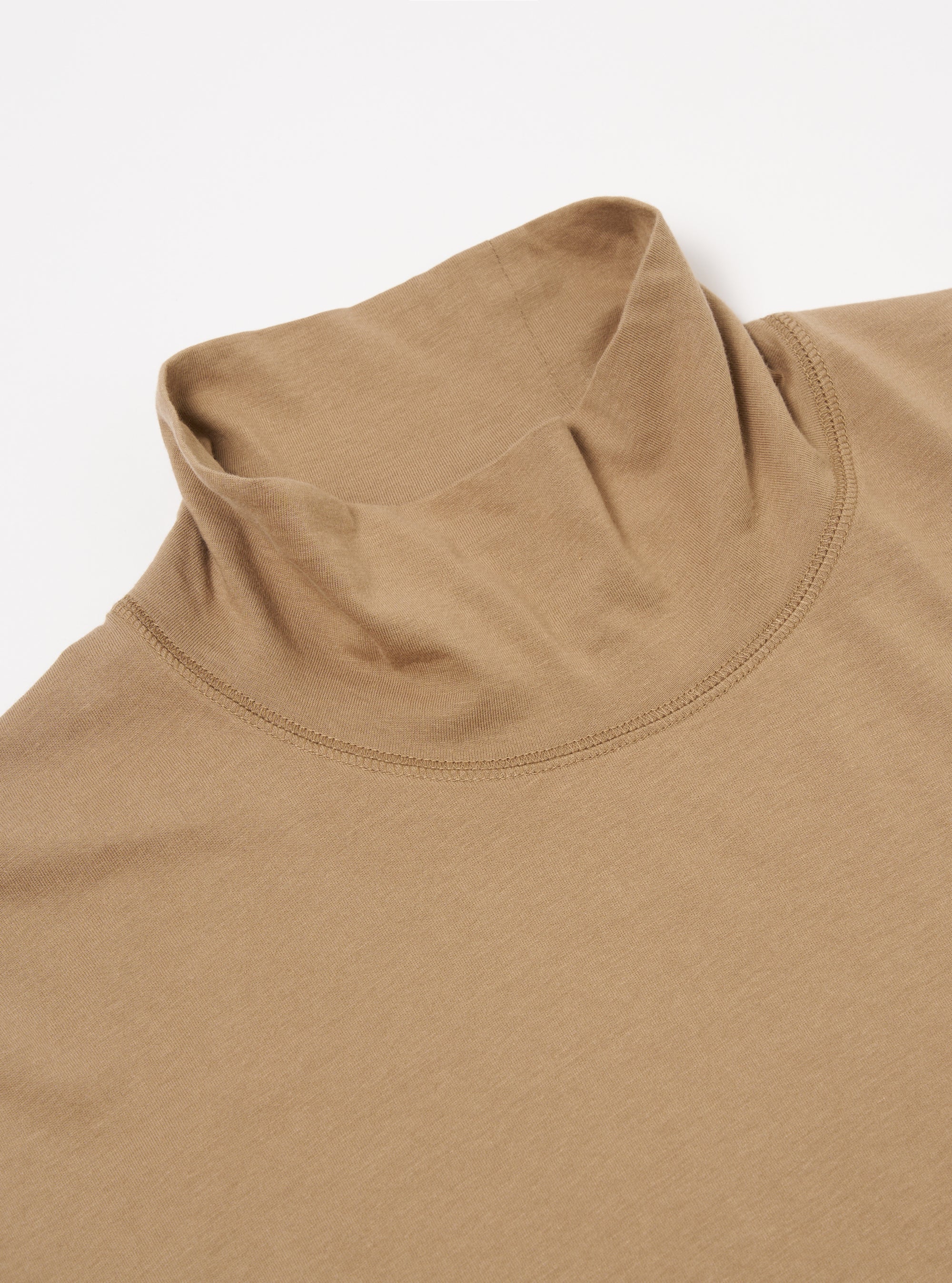 Universal Works Funnel Neck Tee in Sand Single Jersey