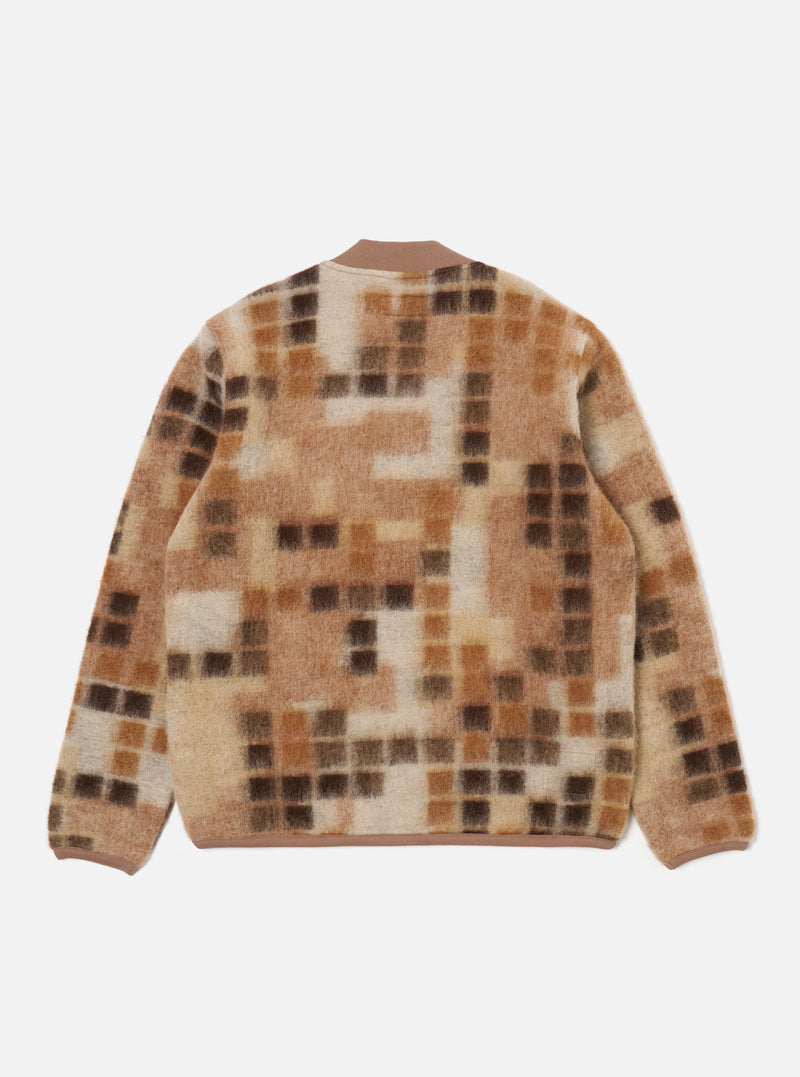 Universal Works Zip Bomber in Sand Mosaic Fleece