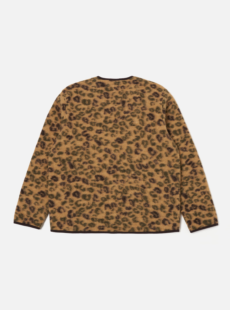 Universal Works Zip Liner Jacket in Camo Leopard Fleece