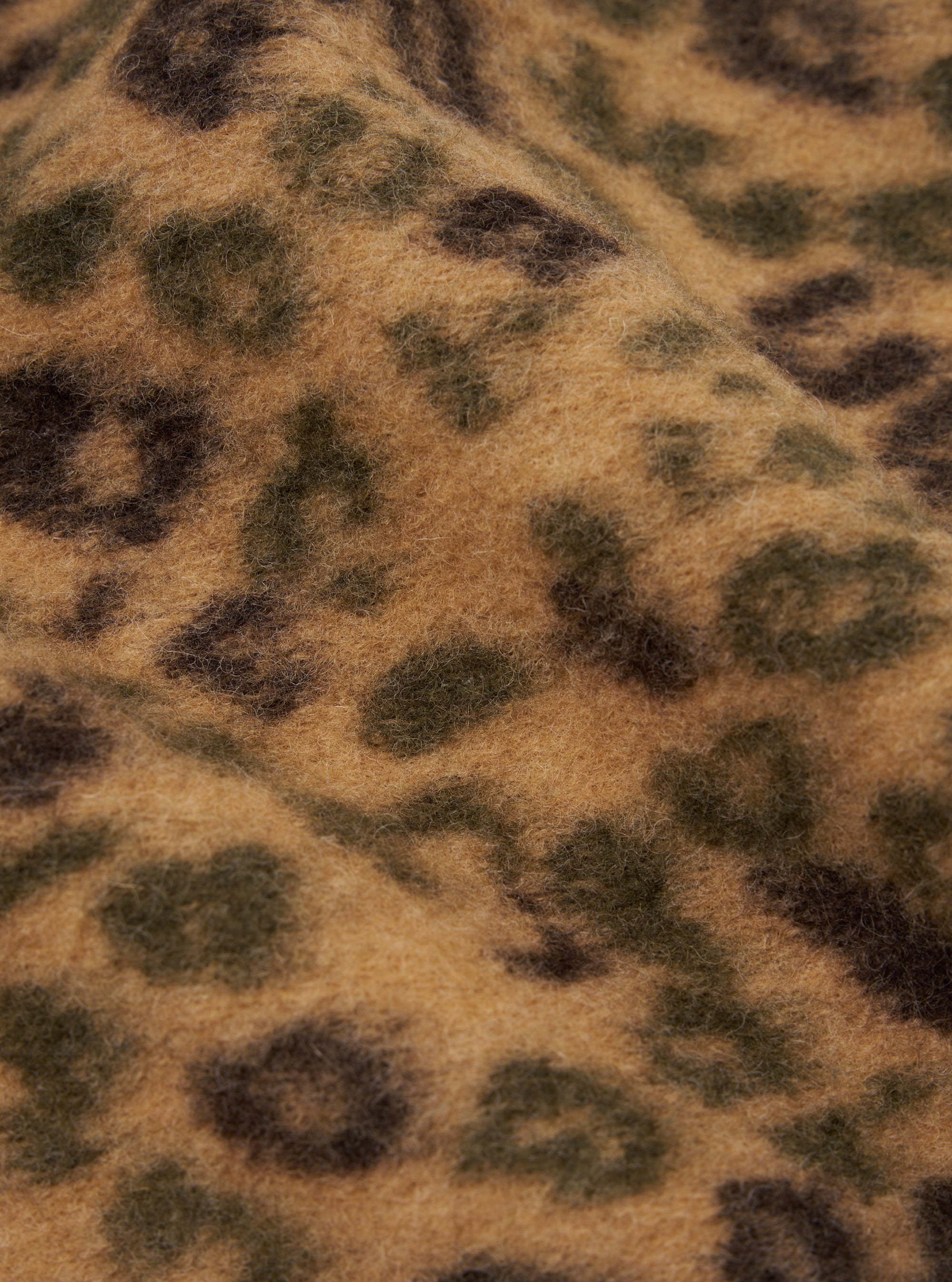 Universal Works Zip Waistcoat in Camo Leopard Fleece