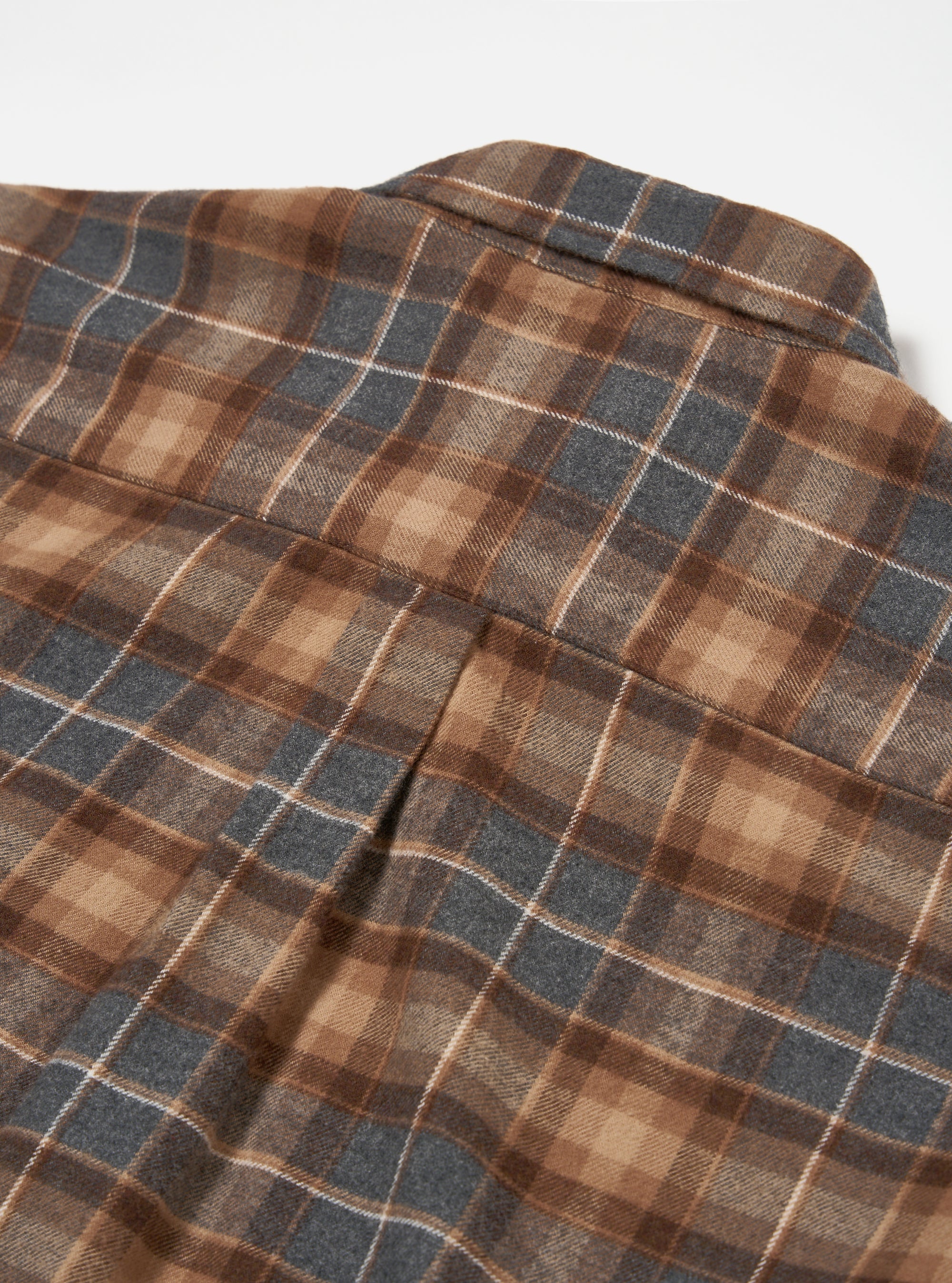 Universal Works Lazy Day Shirt in Brown/Grey Brushed Twill Check