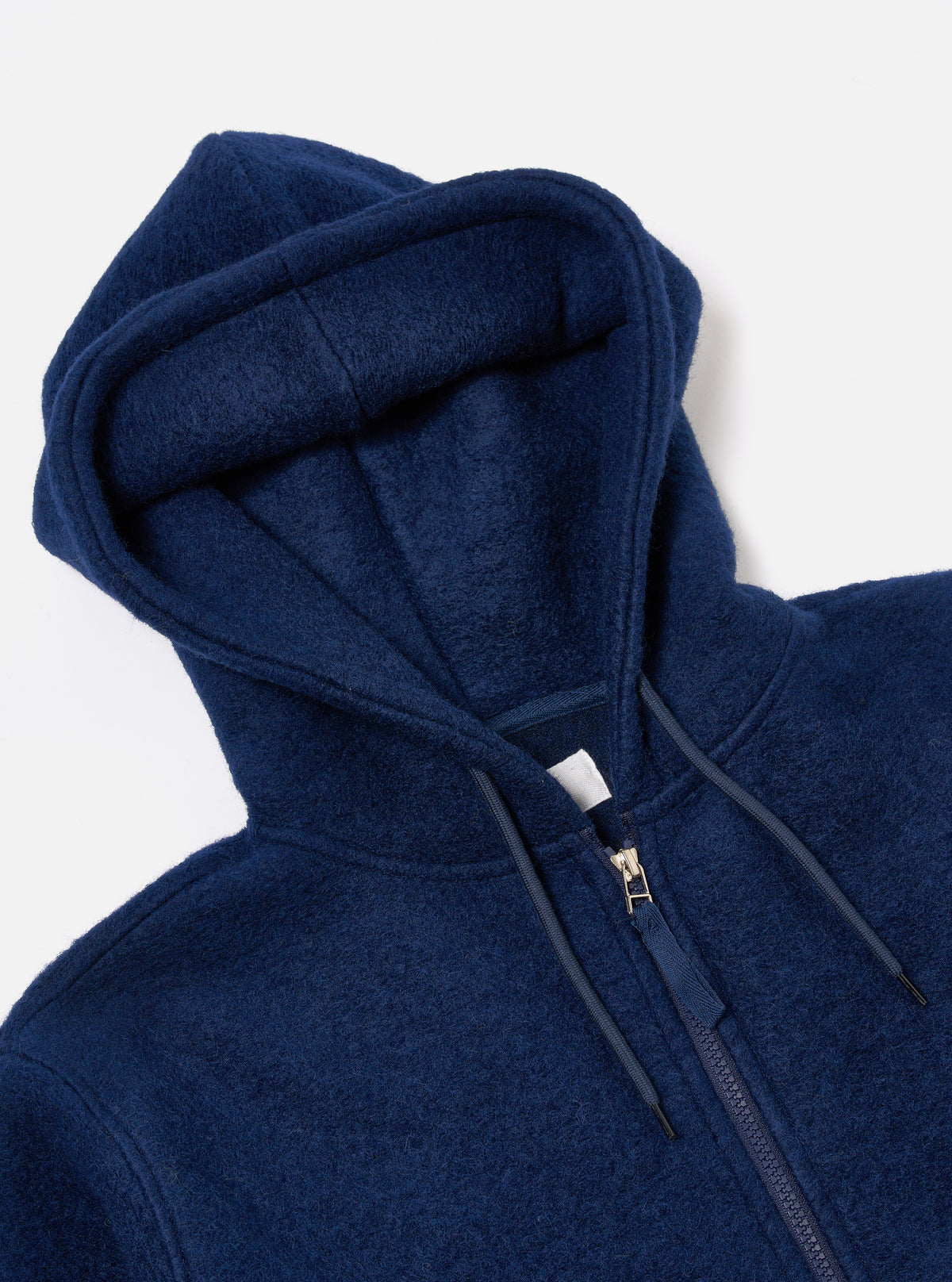 Universal Works Travel Hoodie in Indigo Wool Fleece