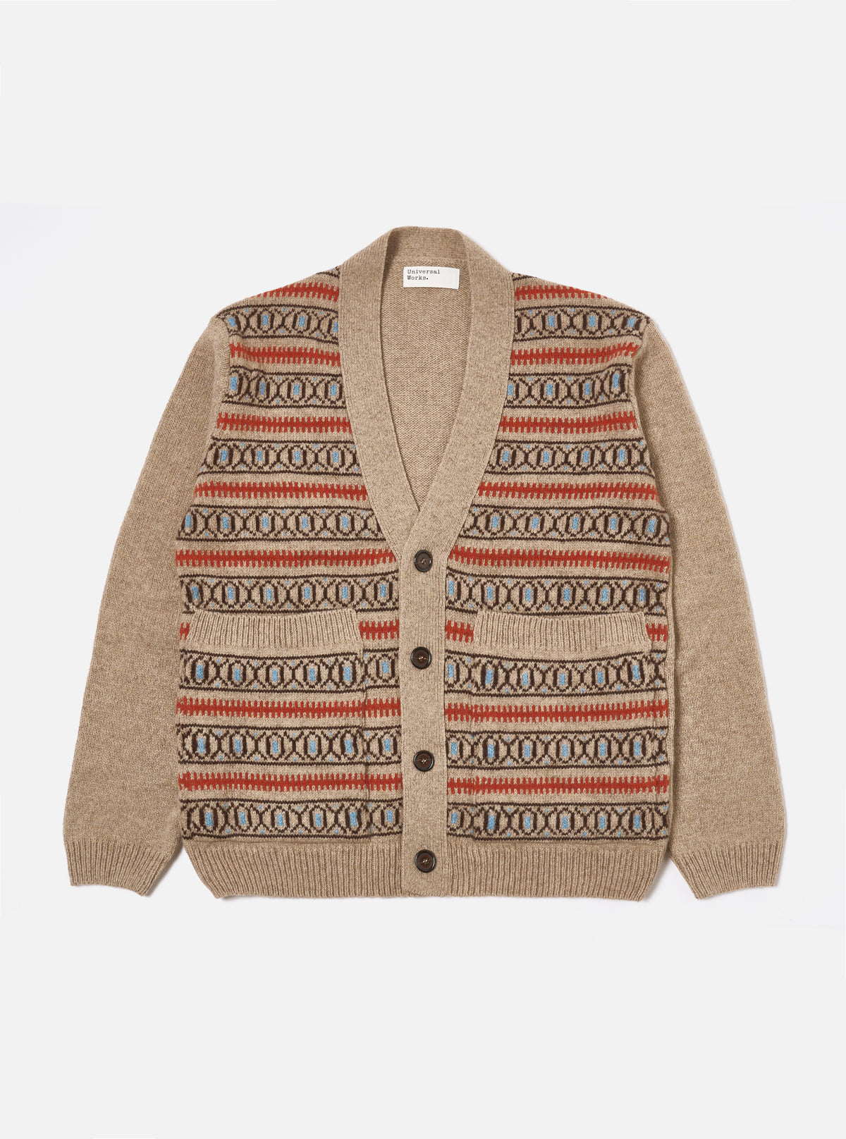 Universal Works Langdale Cardigan in Oatmeal Eco Wool