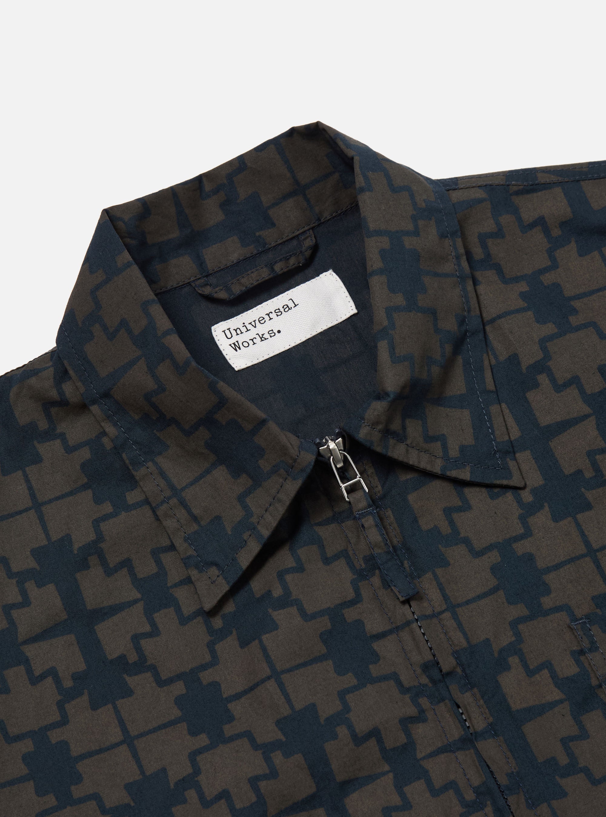 Universal Works Rose Bowl Jacket in Navy Mitla Print Cotton