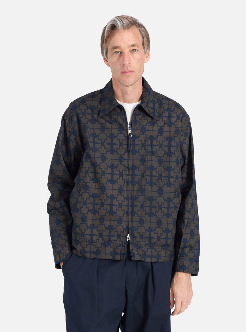 Universal Works Rose Bowl Jacket in Navy Mitla Print Cotton
