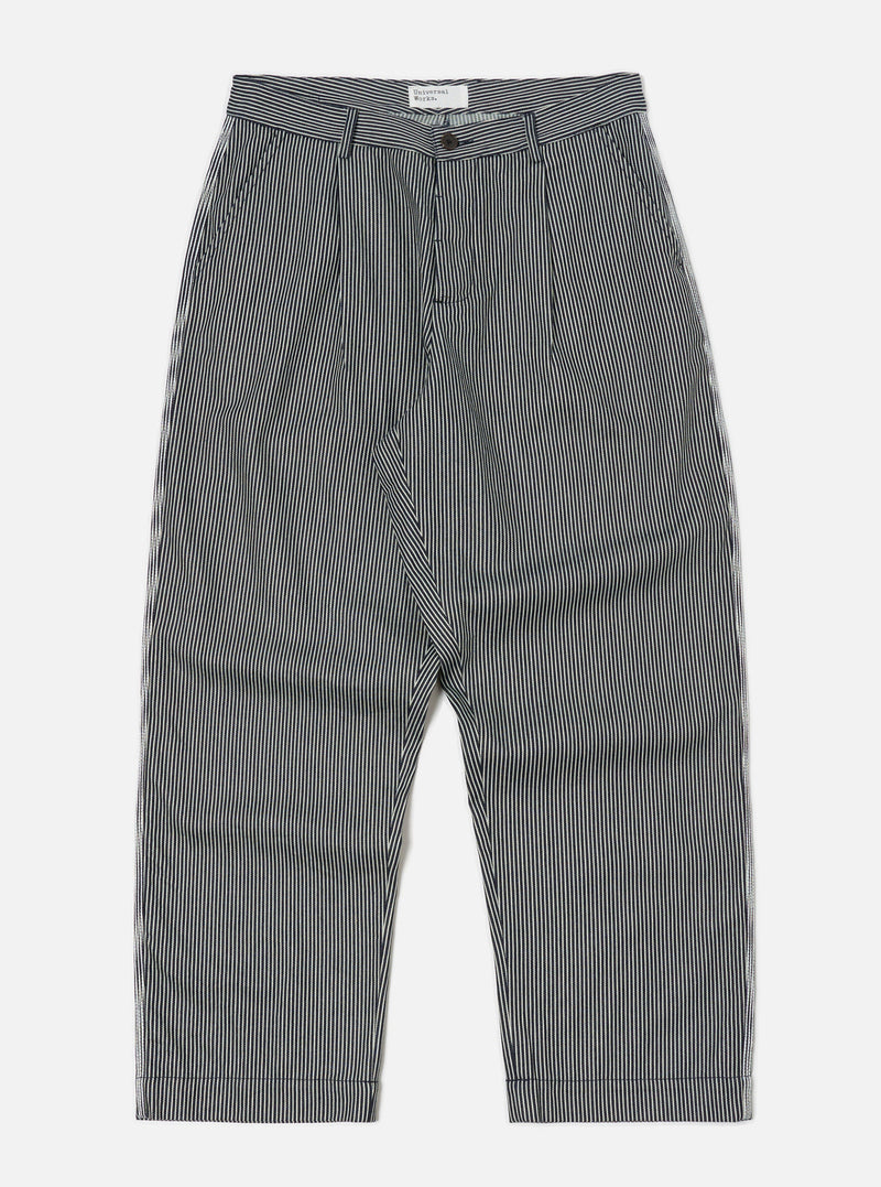 Universal Works Duke Pant in Indigo Hickory Stripe Denim