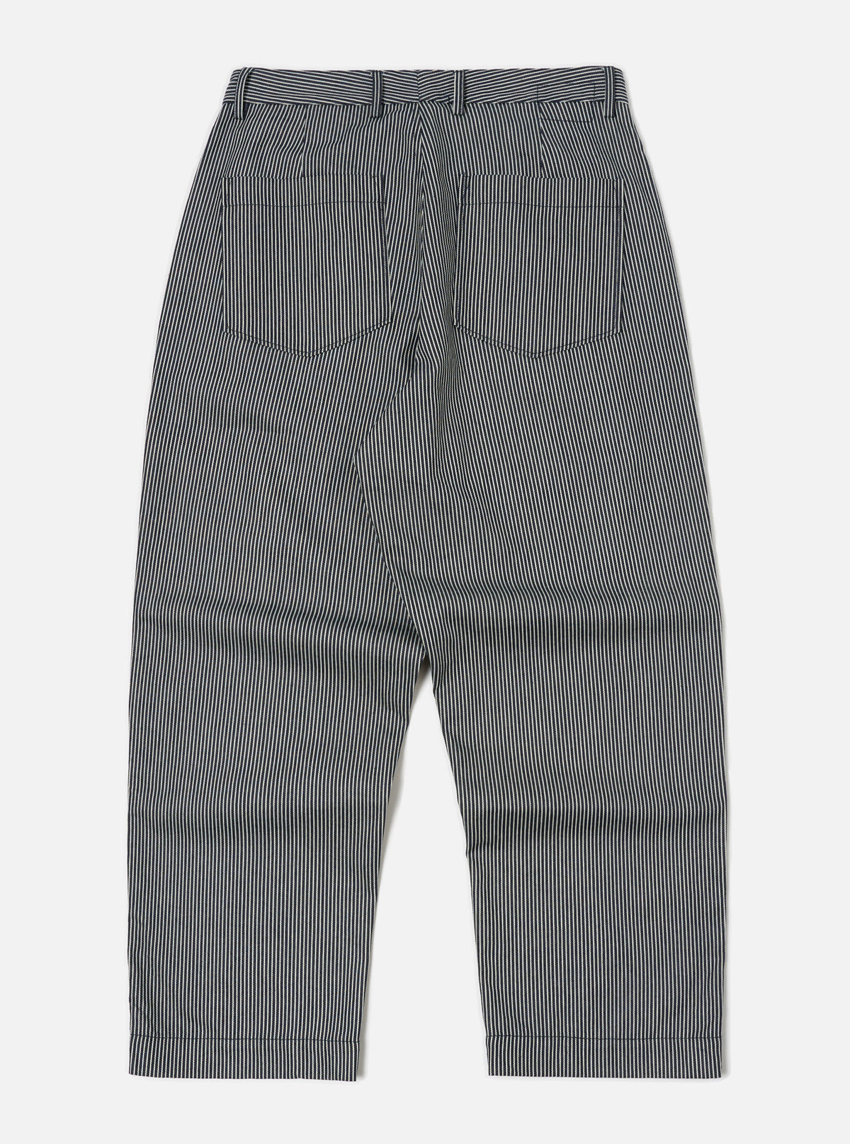 Universal Works Duke Pant in Indigo Hickory Stripe Denim
