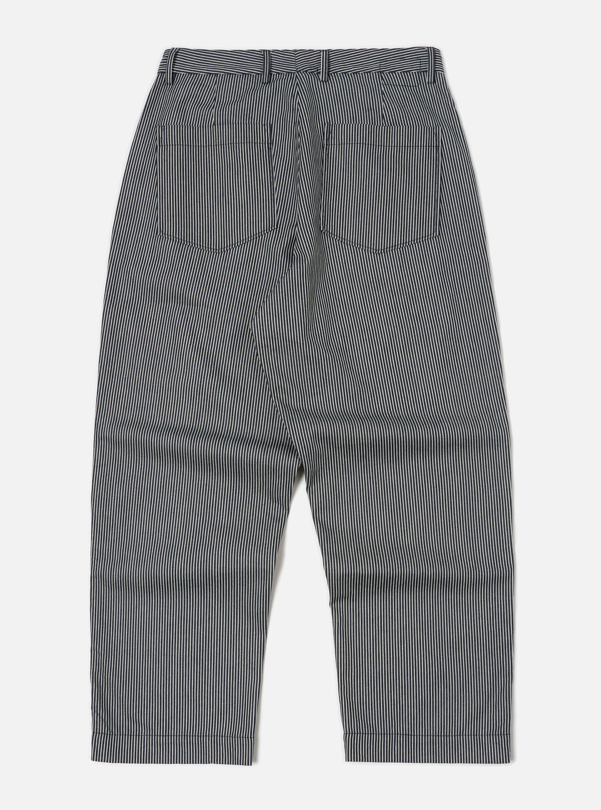 Universal Works Duke Pant in Indigo Hickory Stripe Denim