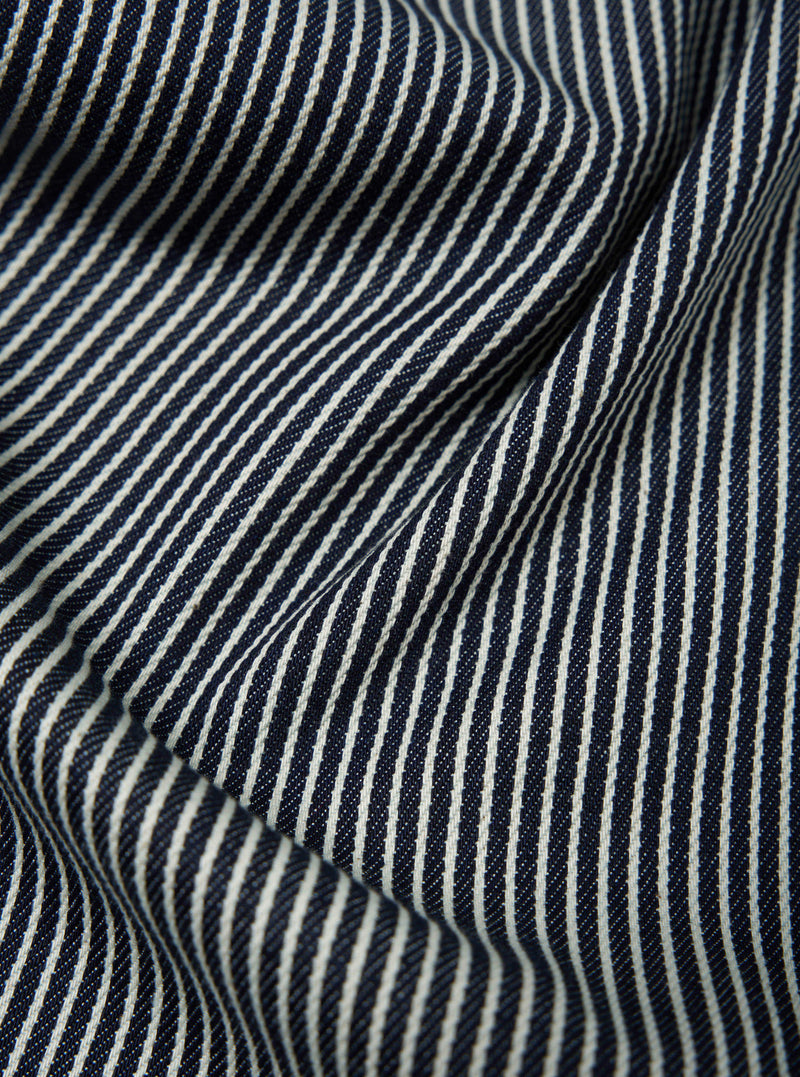 Universal Works Duke Pant in Indigo Hickory Stripe Denim