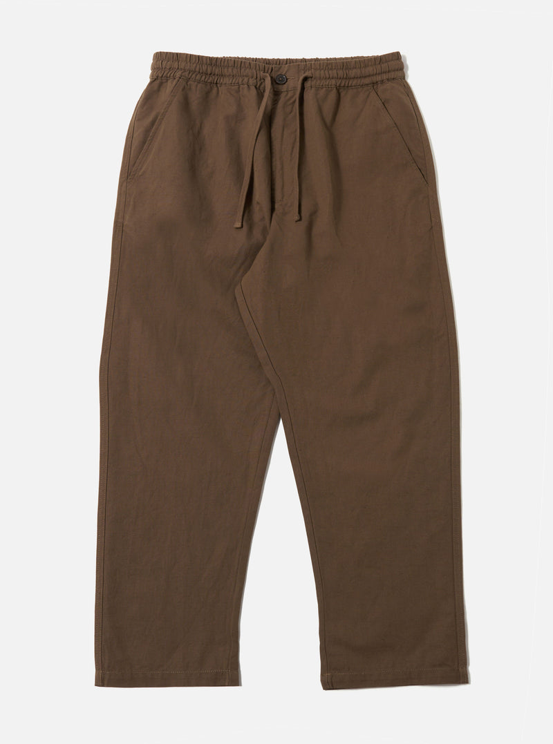 Universal Works Hi Water Trouser in Khaki Linen Slub Weave