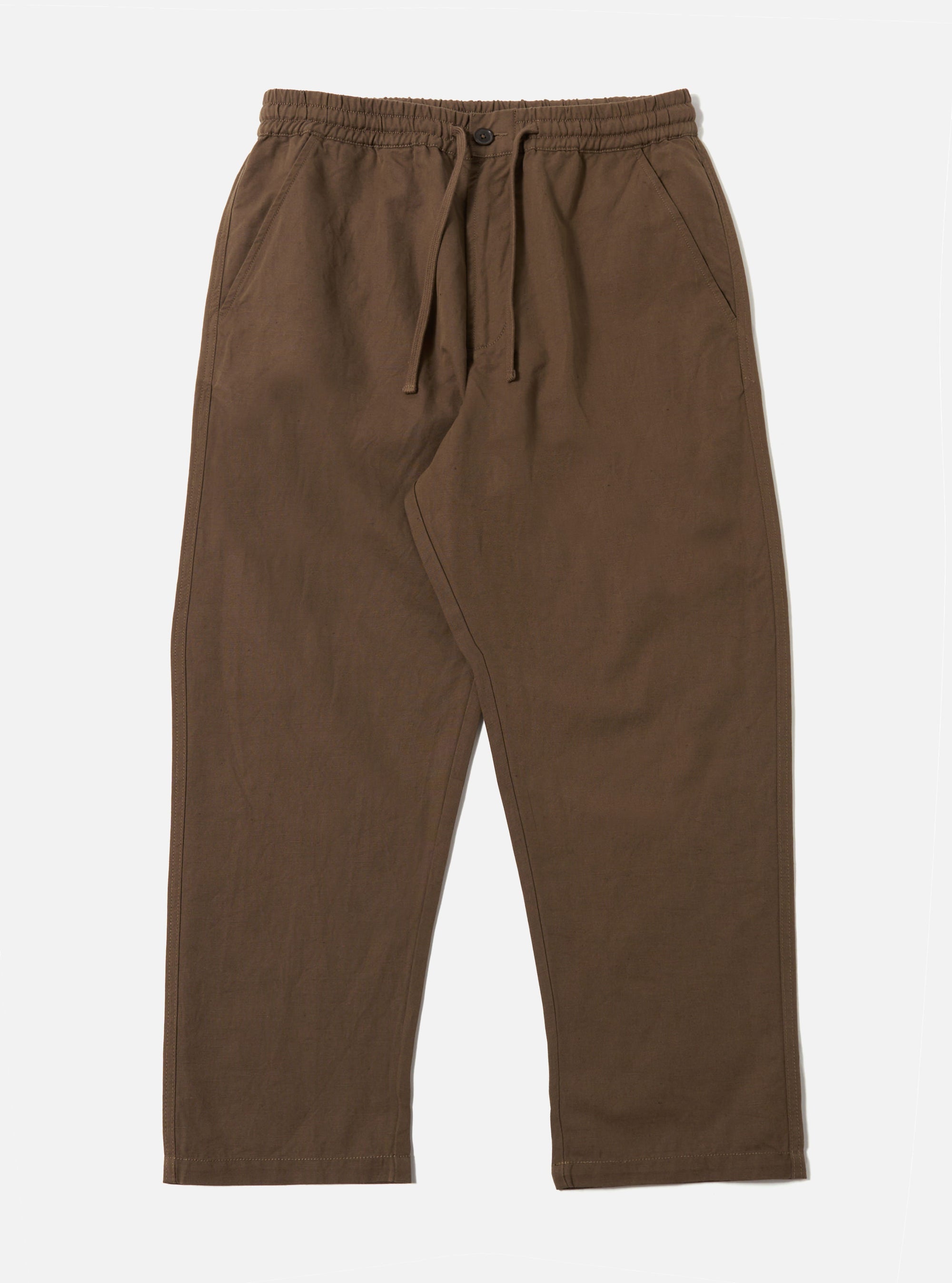 Universal Works Hi Water Trouser in Khaki Linen Slub Weave