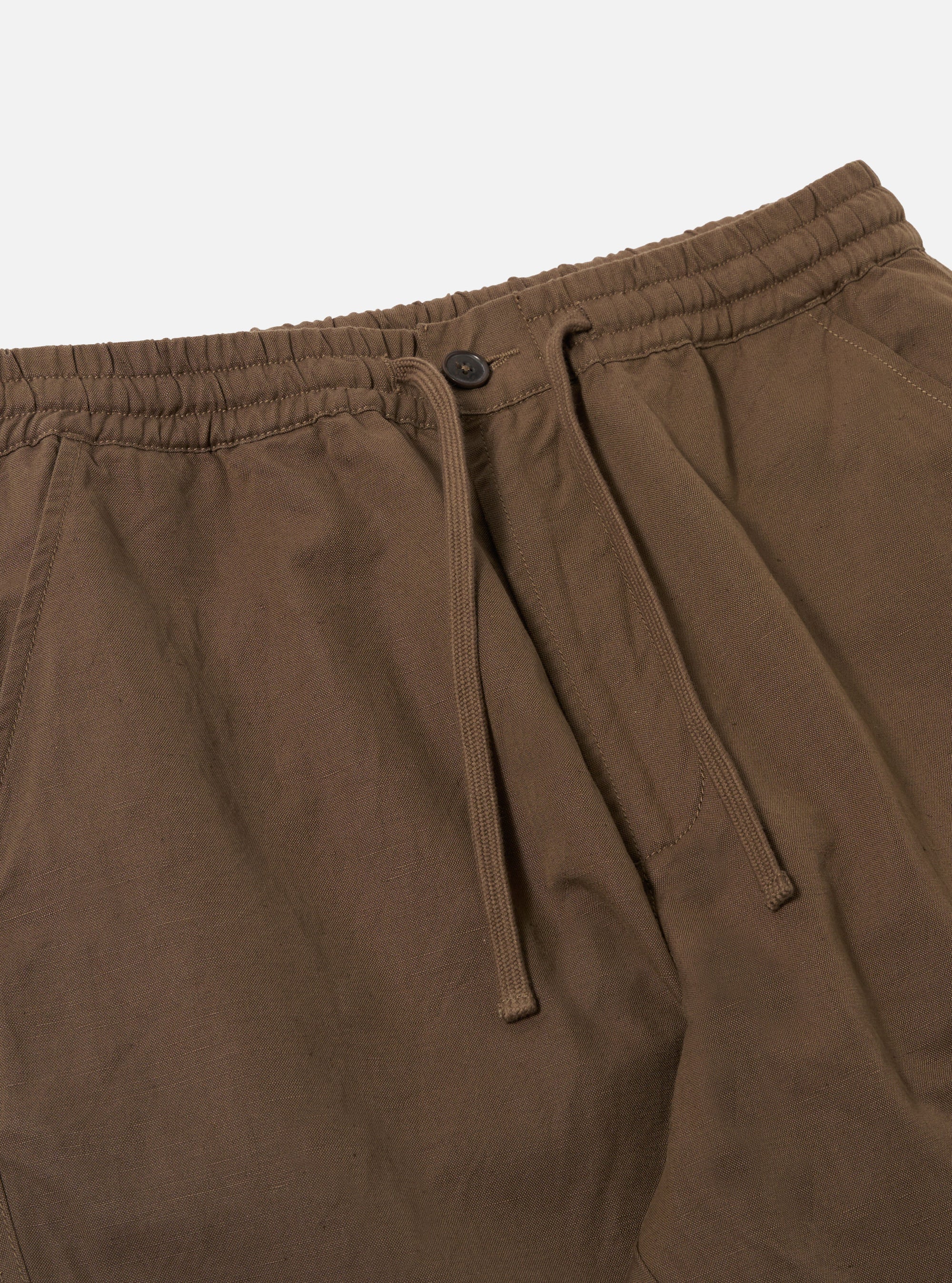 Universal Works Hi Water Trouser in Khaki Linen Slub Weave