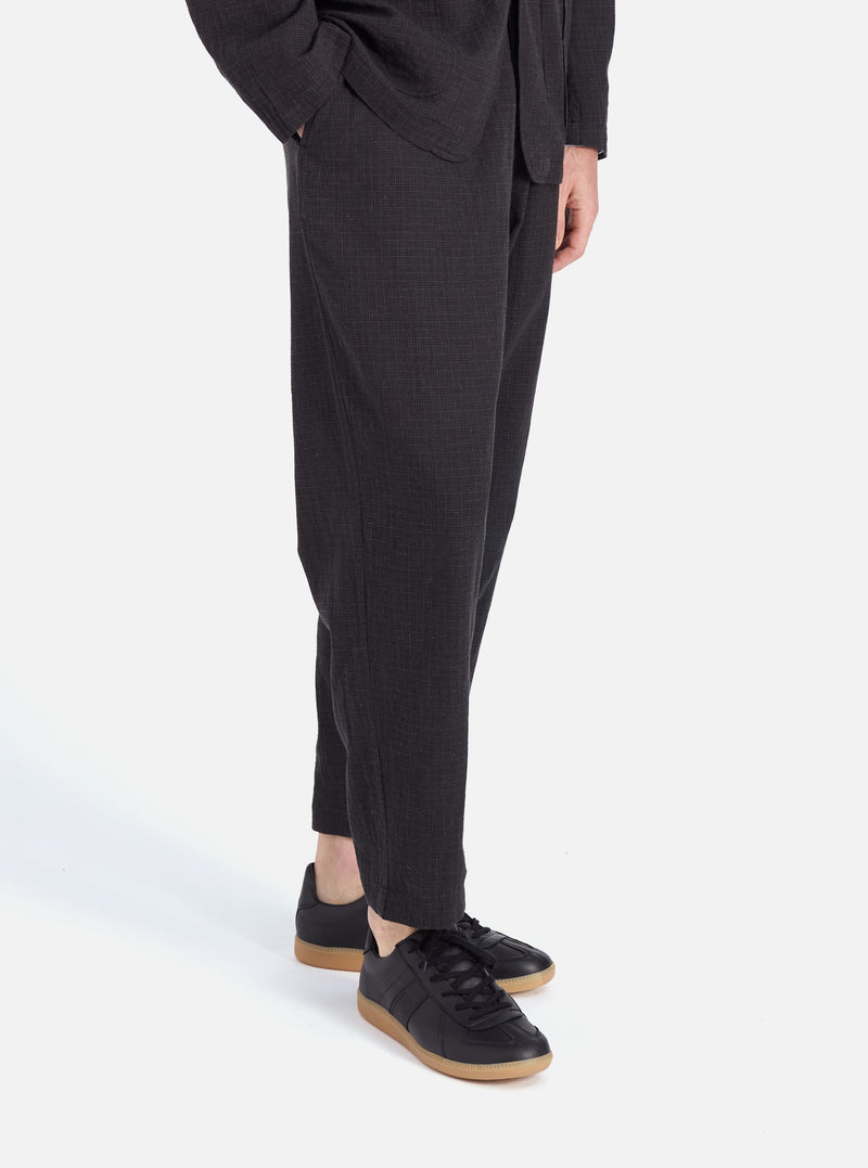 Universal Works Pleated Track Pant in Charcoal Fine Linen Mix