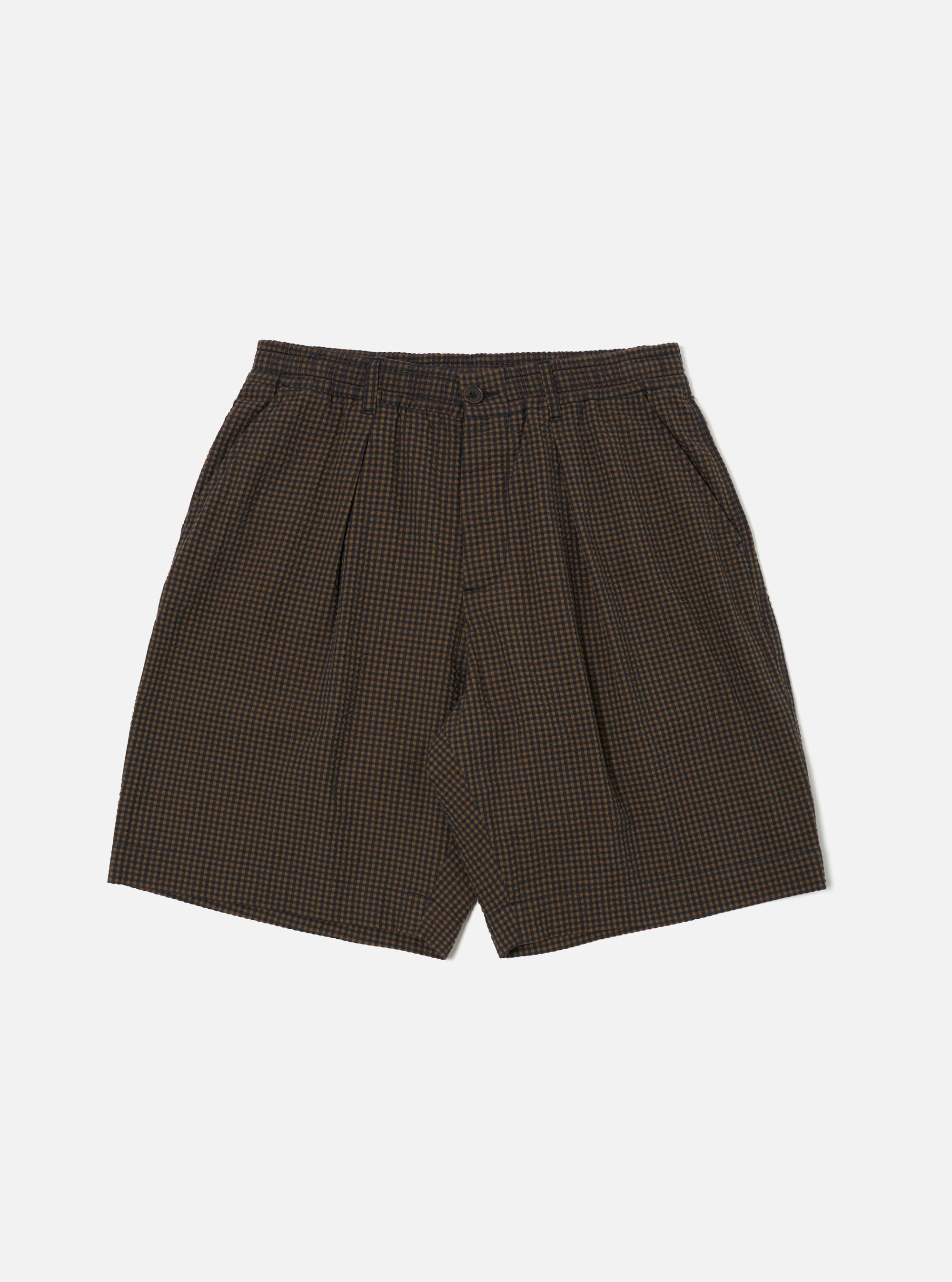 Navy Japanese Seersucker Pleated Track Short