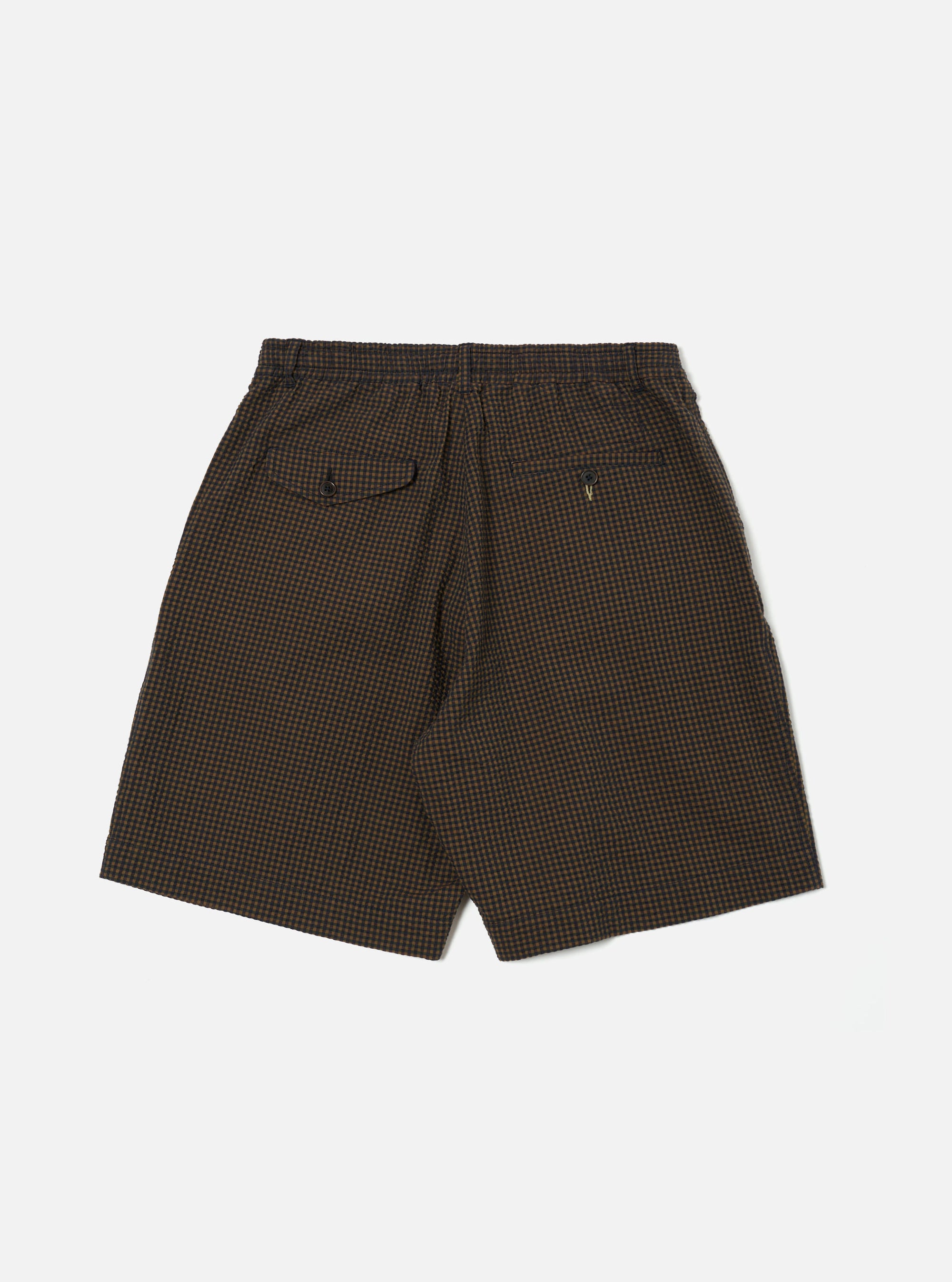 Navy Japanese Seersucker Pleated Track Short