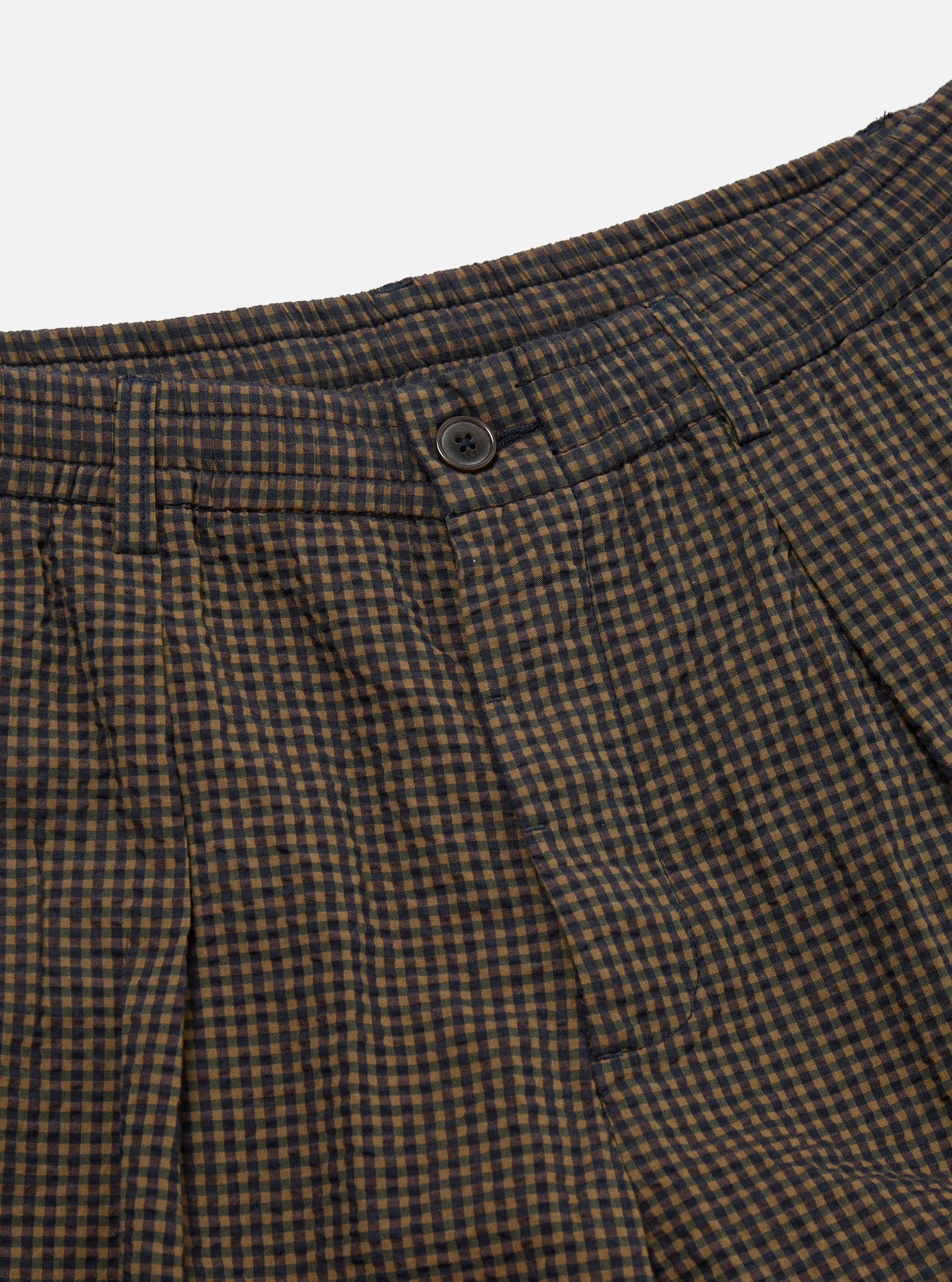 Navy Japanese Seersucker Pleated Track Short