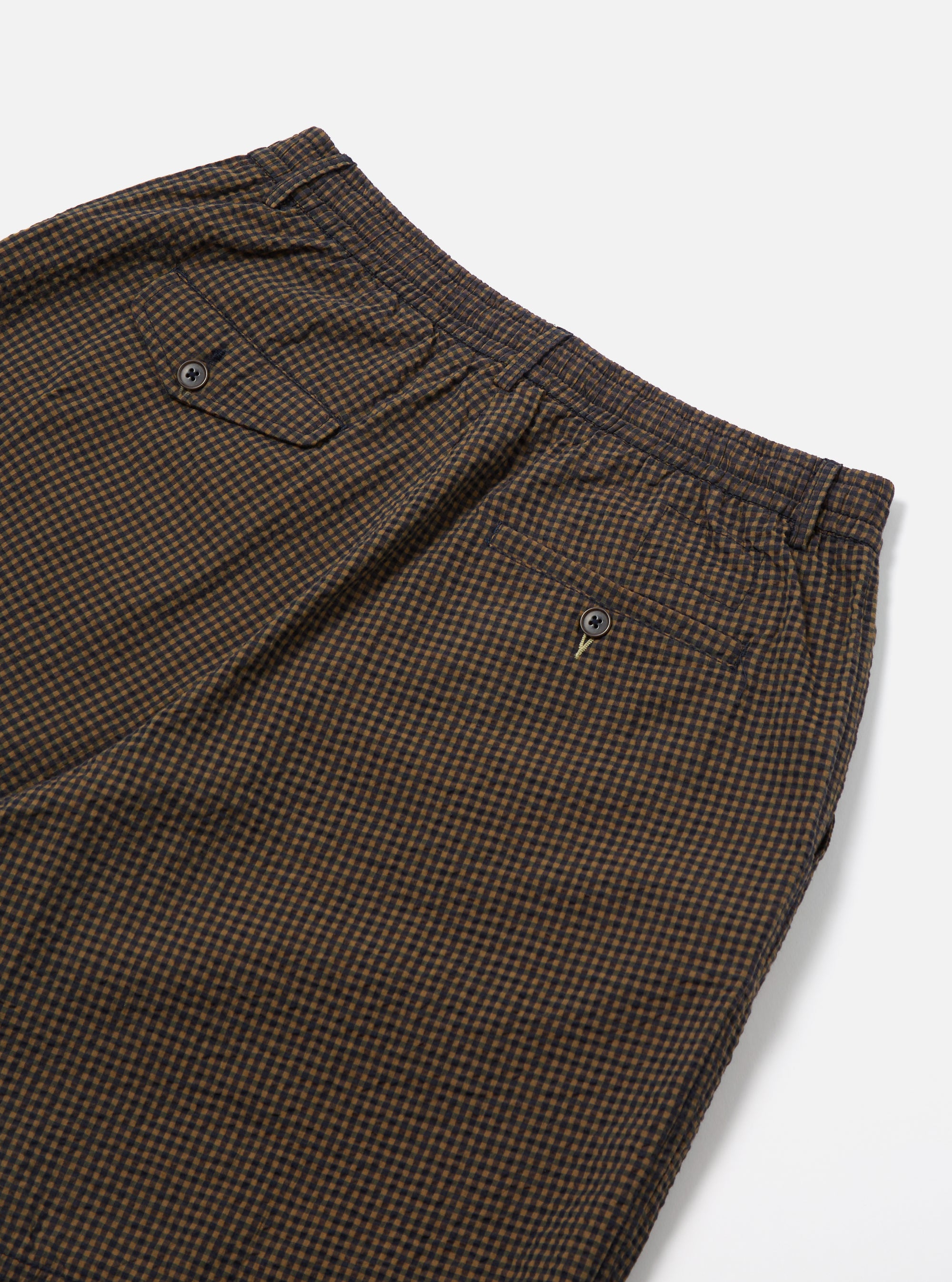 Navy Japanese Seersucker Pleated Track Short