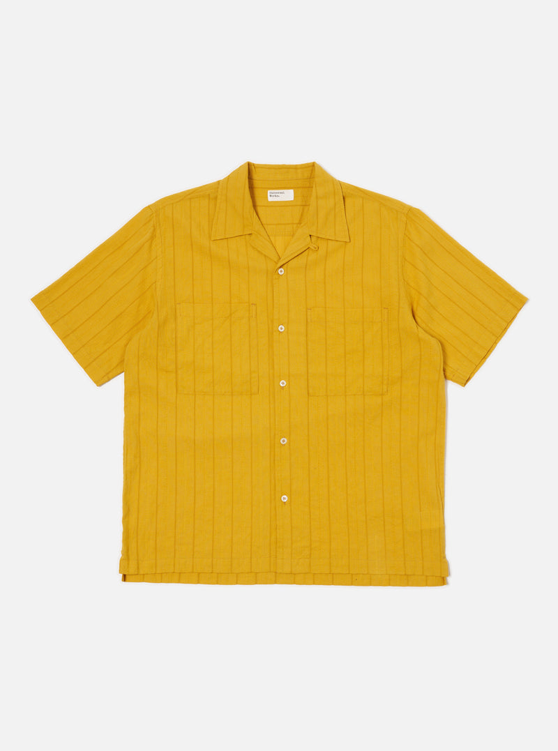Universal Works Camper Shirt in Mustard Dobby Self Stripe