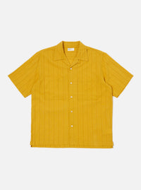 Universal Works Camper Shirt in Mustard Dobby Self Stripe