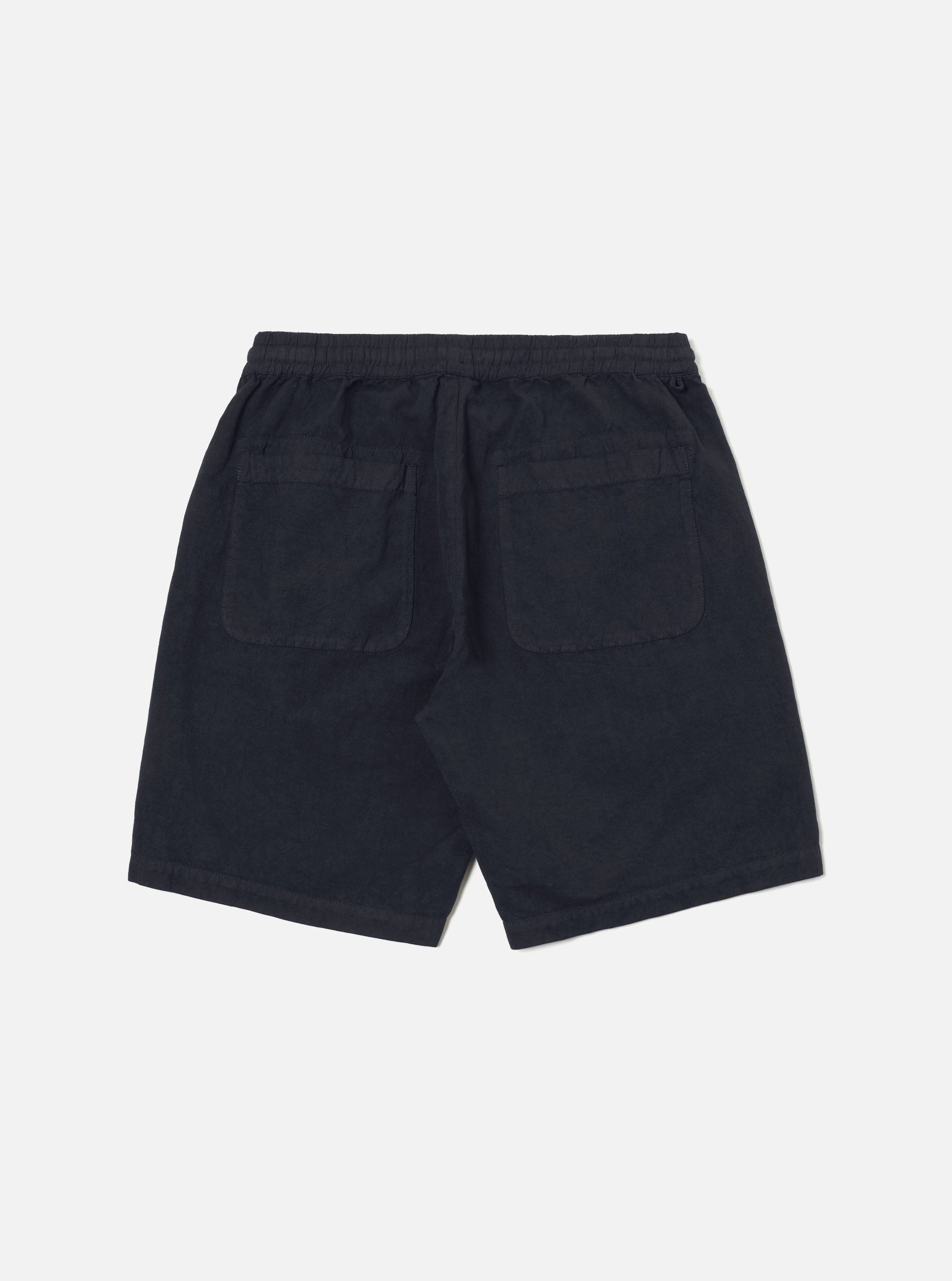 Universal Works Simple Short in Navy Linen Slub Weave