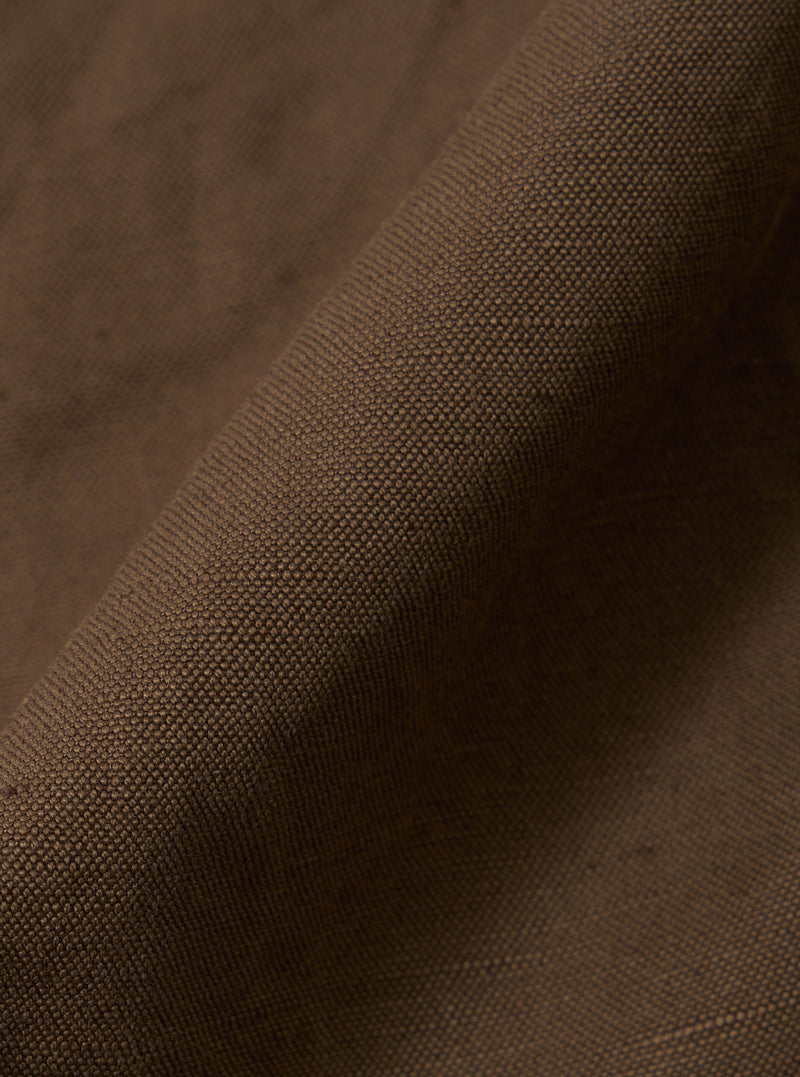 Universal Works Simple Short in Khaki Linen Slub Weave