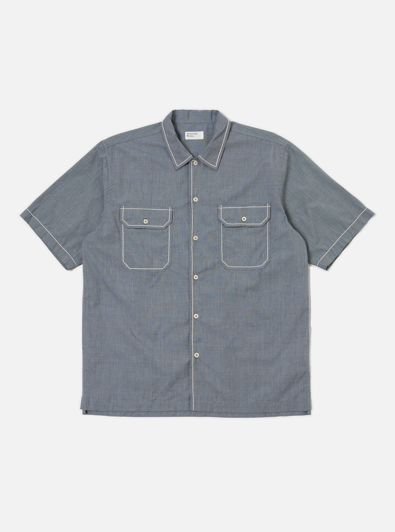 Universal Works Utility SS Shirt in Grey End On End Cotton